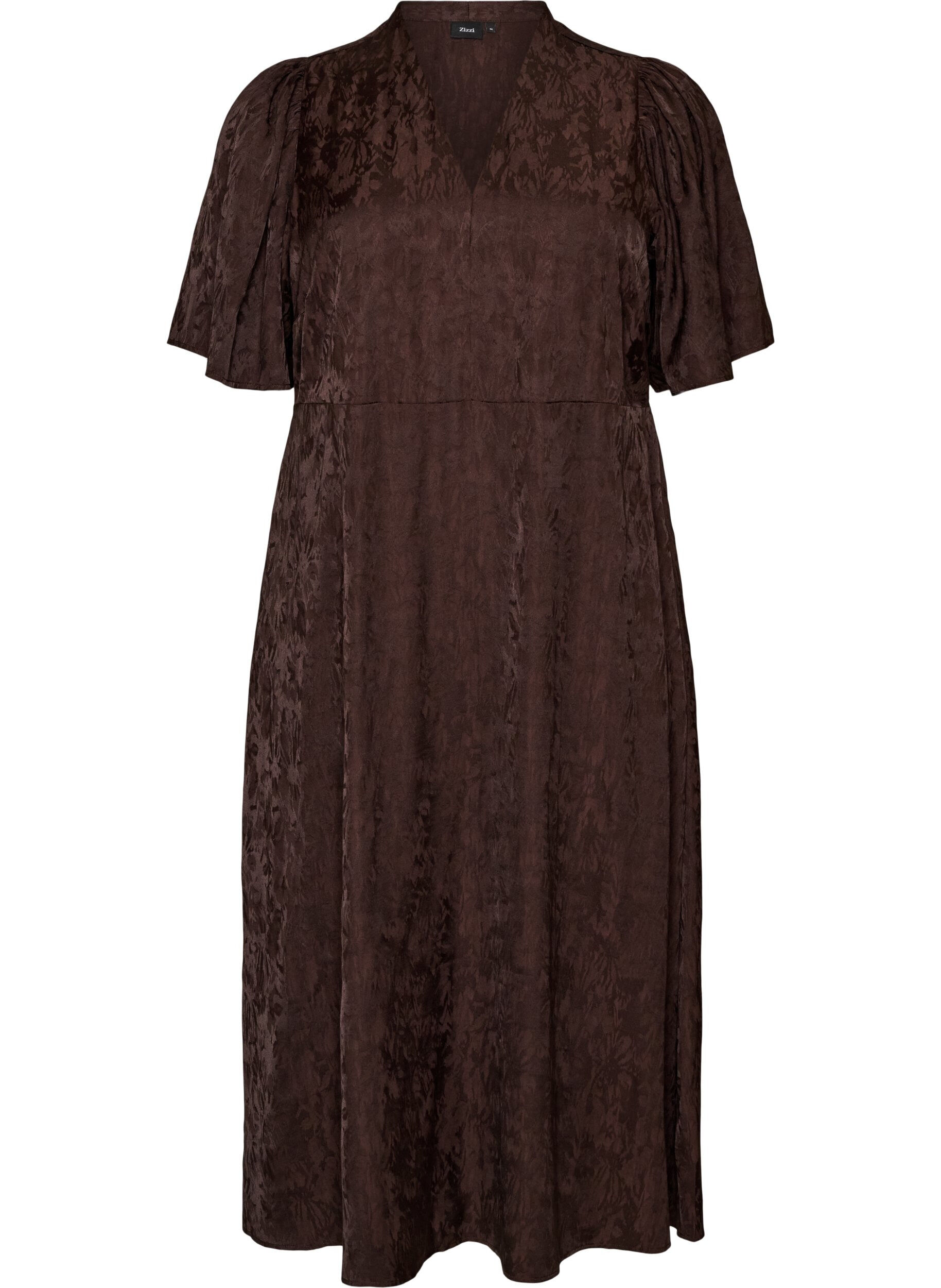 Midikleid aus Jacquard mit Paisleymuster und Fl&uuml;gel&auml;rmeln