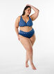 Haut de bikini triangle avec rayures et détails drapés, Bleu, Model image number 1