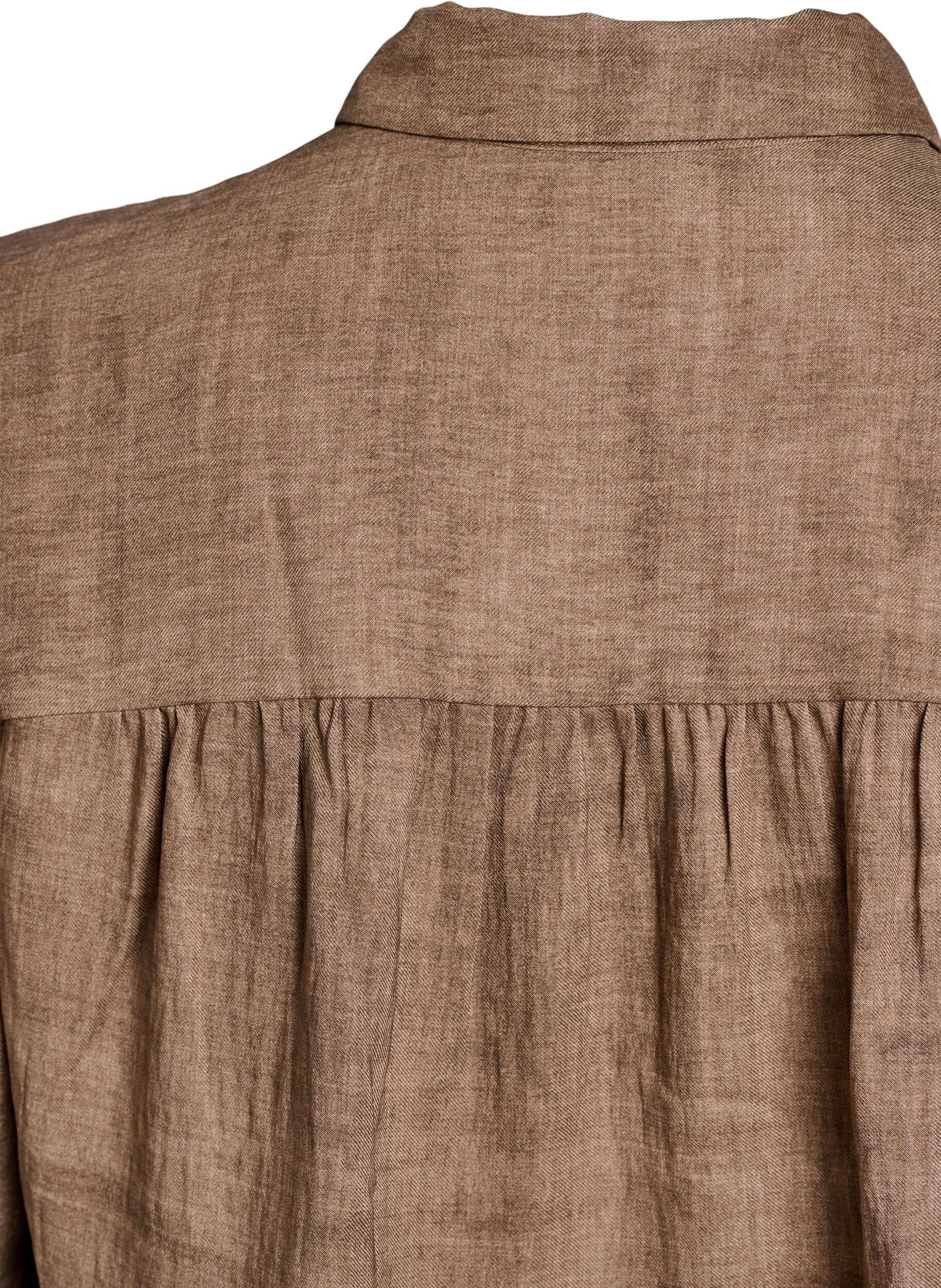 Zizzi Lockere Bluse mit Kragen und Kn&ouml;pfen, Braun, Packshot image number 3