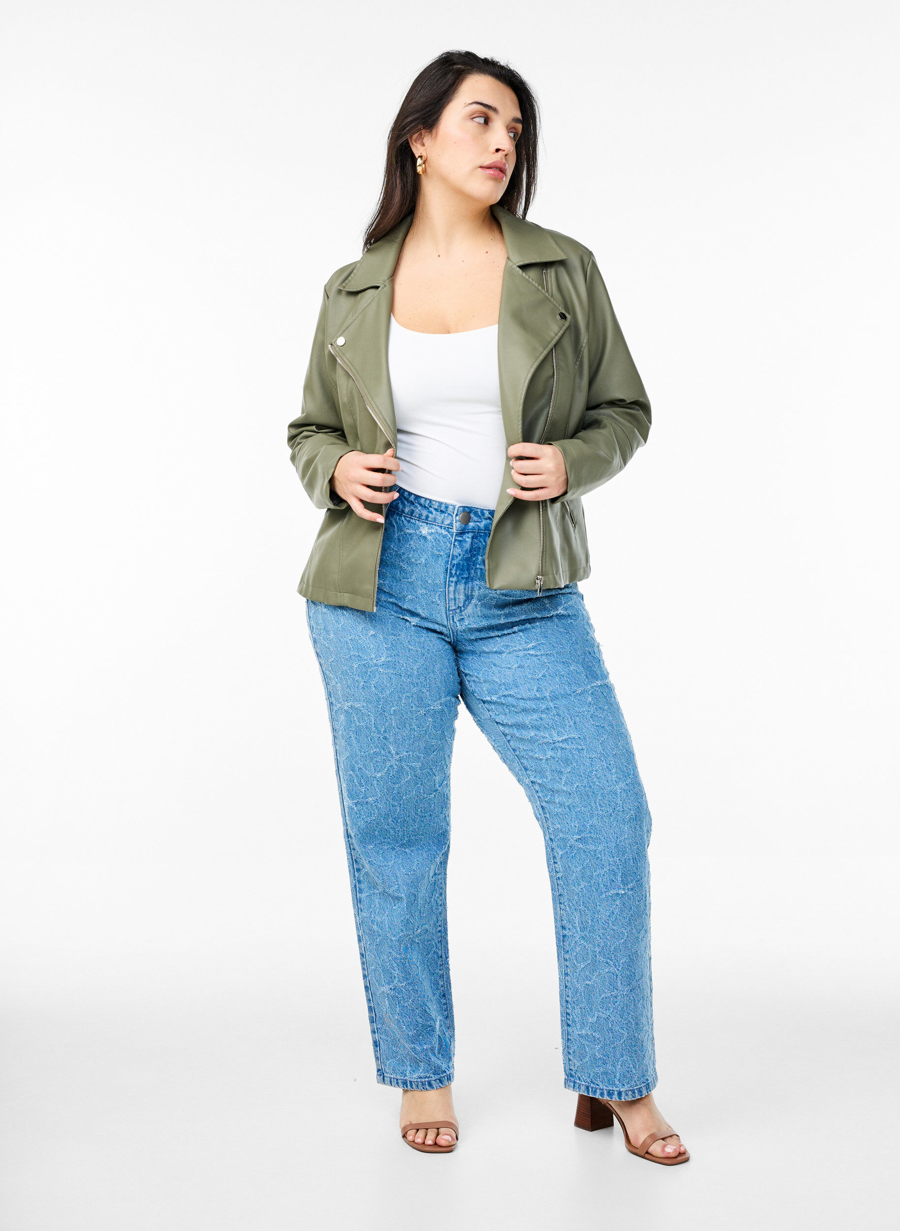 Zizzi Perfecto en similicuir, Vert fonc&eacute;, Model image number 1