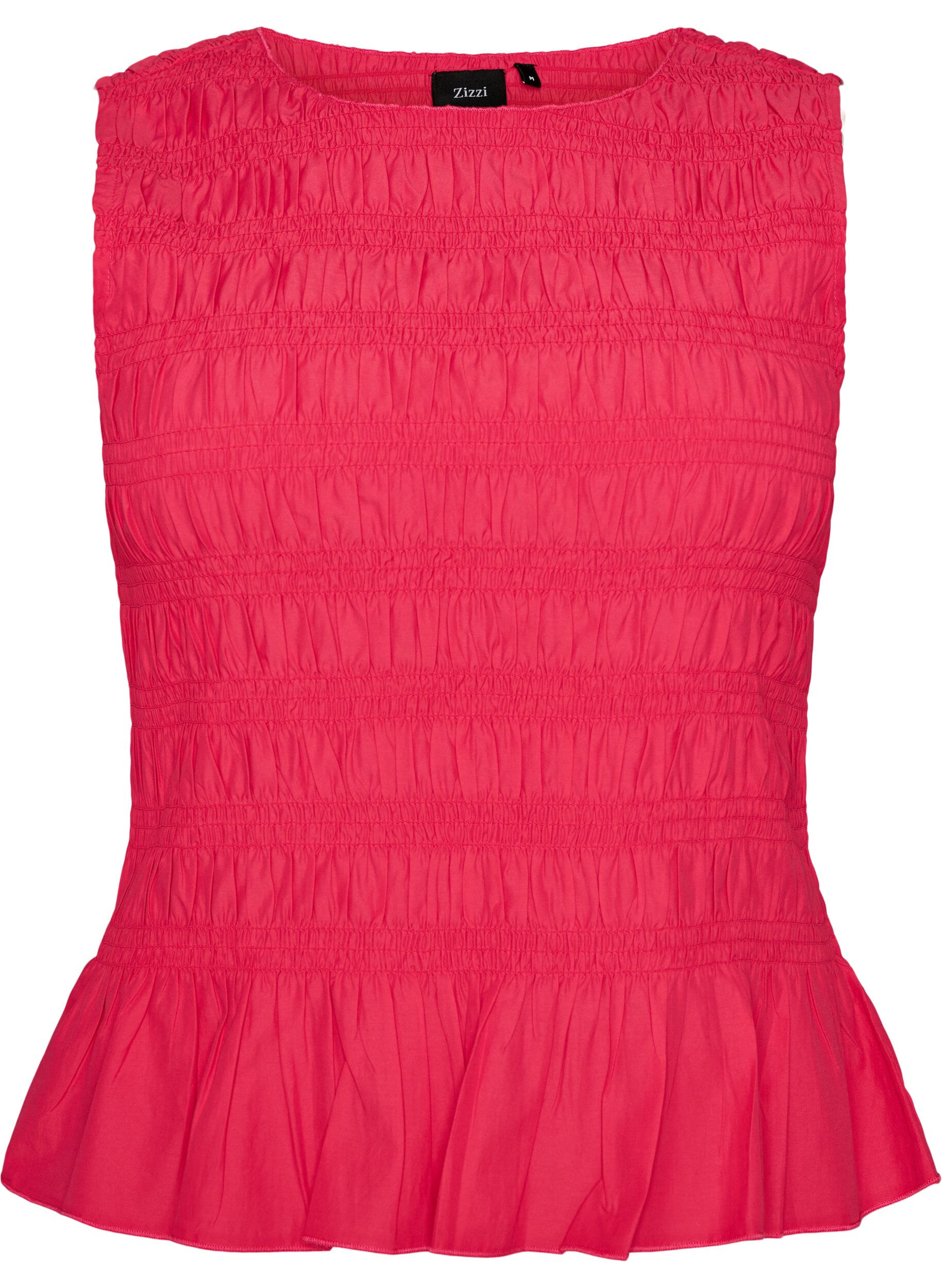 ZizziHaut smock&eacute; avec col bateau et basque, Rose, Packshot image number 0