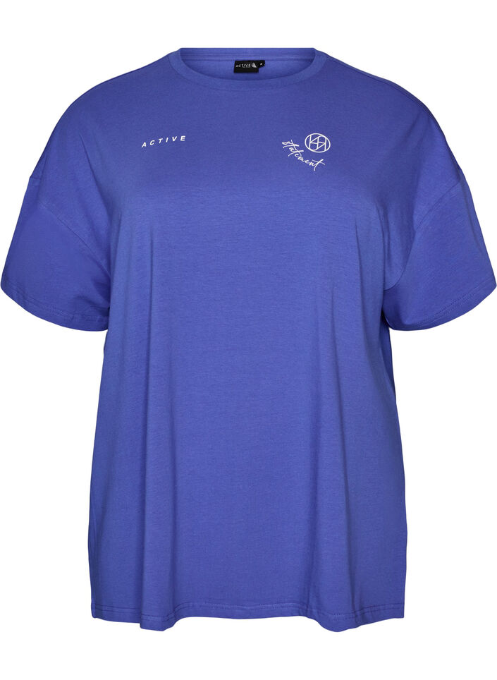 T-shirt en coton bio avec un petit motif sur le devant, Bleu, Packshot image number 0