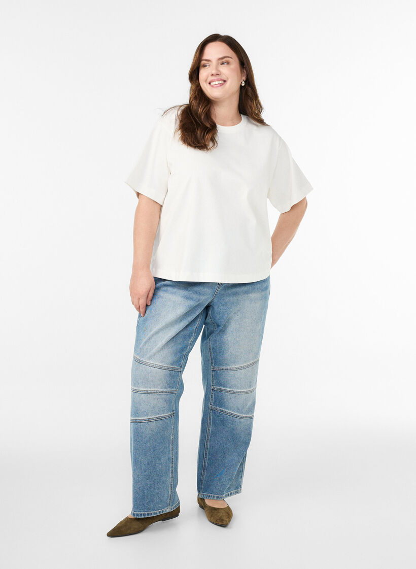 Boxy Baumwoll-T-Shirt, Weiß, Model image number 1