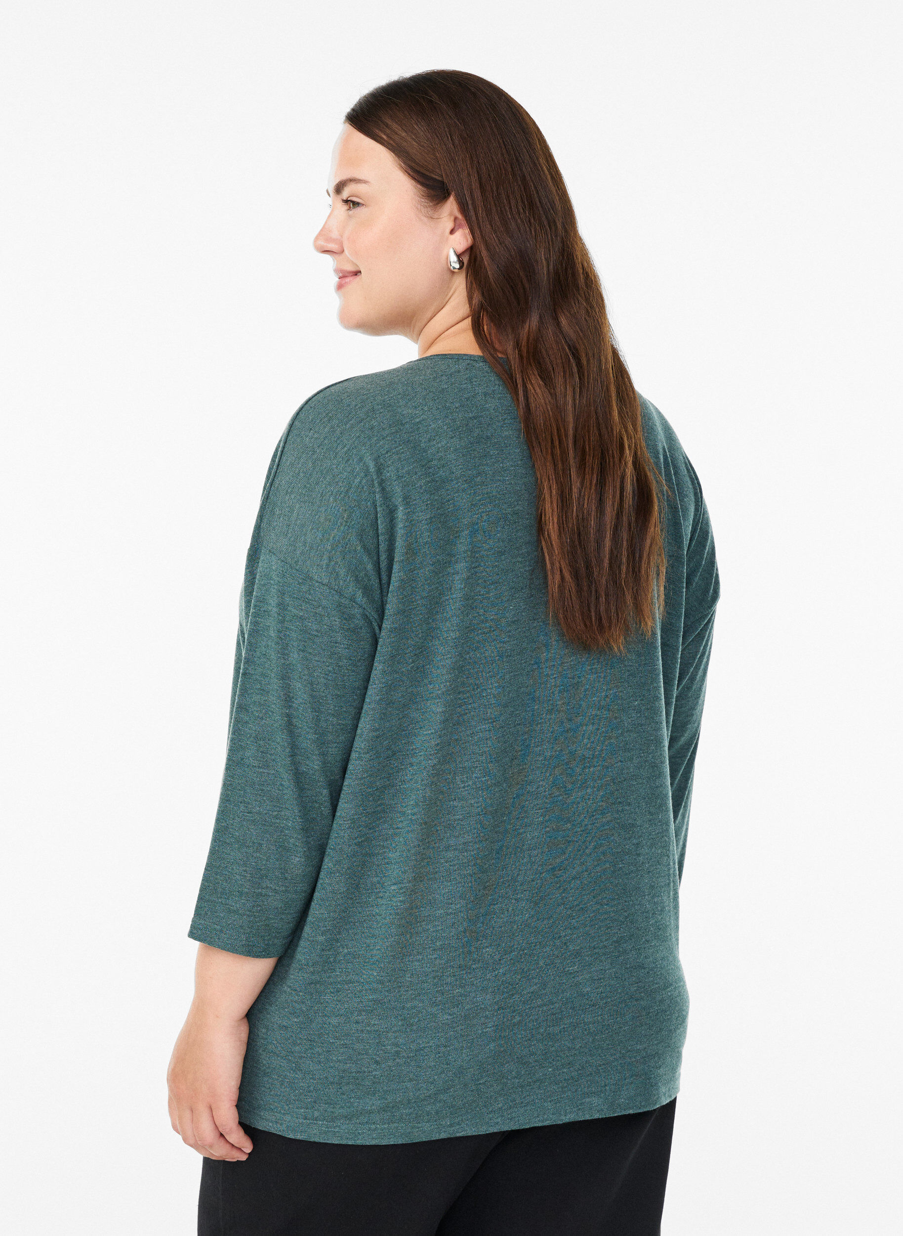 Zizzi FLASH &ndash; Bluse aus Jersey mit 3/4-&Auml;rmeln , Gr&uuml;n, Model image number 2
