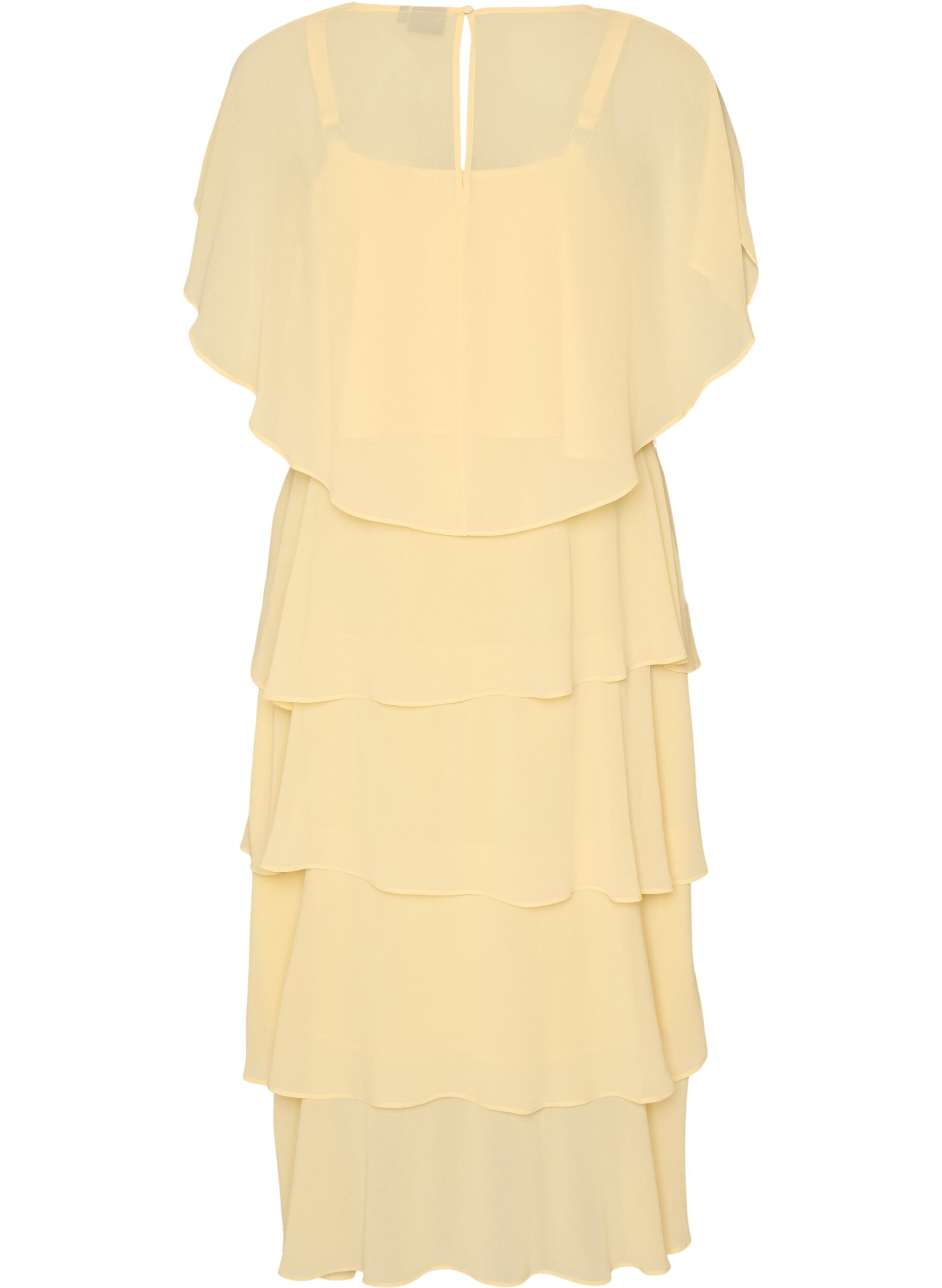 ZizziRobe maxi avec plusieurs couches de volants et cape amovible, Jaune clair, Packshot image number 1