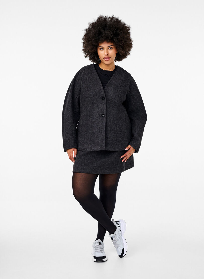 Taillierter Blazer, Dark Grey Melange, Model image number 2