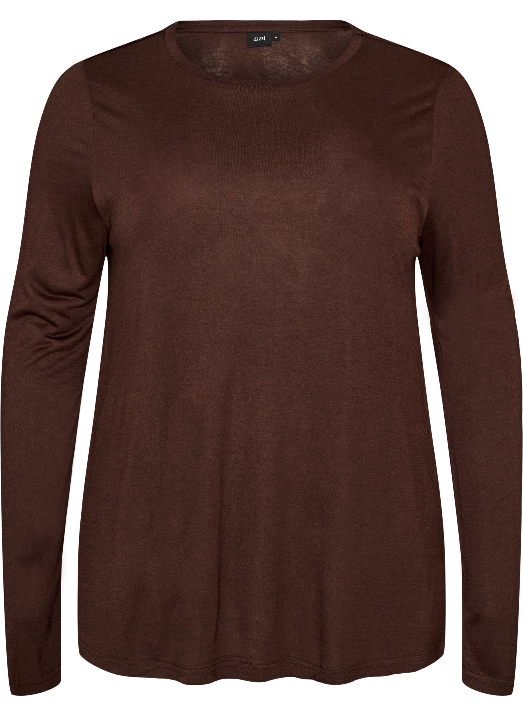 ZizziChemisier &agrave; manches longues en laine et viscose, Marron, Packshot image number 0