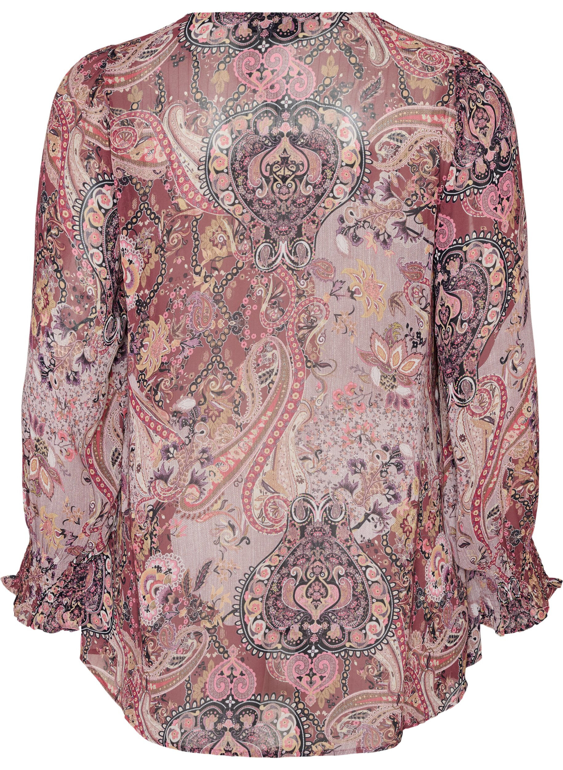 ZizziTunika mit Paisleymuster und gesmokten &Auml;rmelb&uuml;ndchen, Rot, Packshot image number 1
