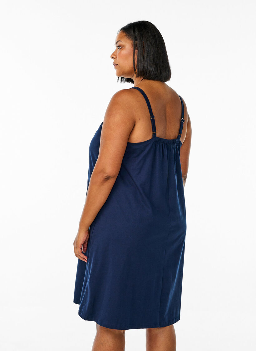 Midi-Tr&auml;gerkleid aus Bio-Baumwolle, Blau, Model image number 2