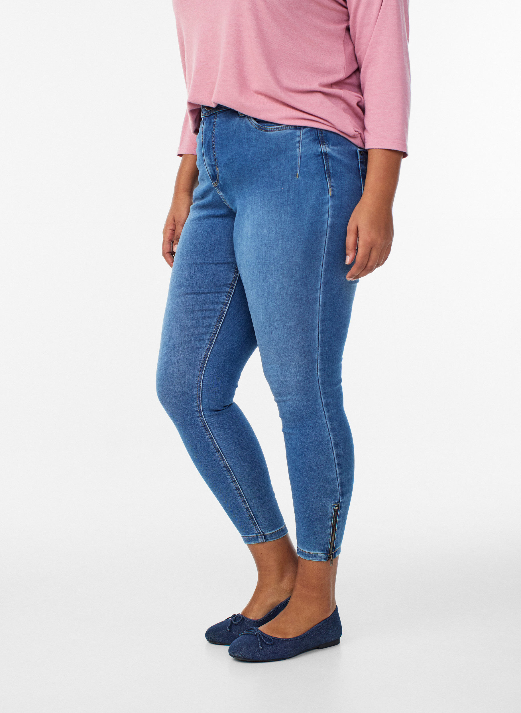 ZizziJean crop Amy avec d&eacute;tails zipp&eacute;s, Bleu, Model image number 2