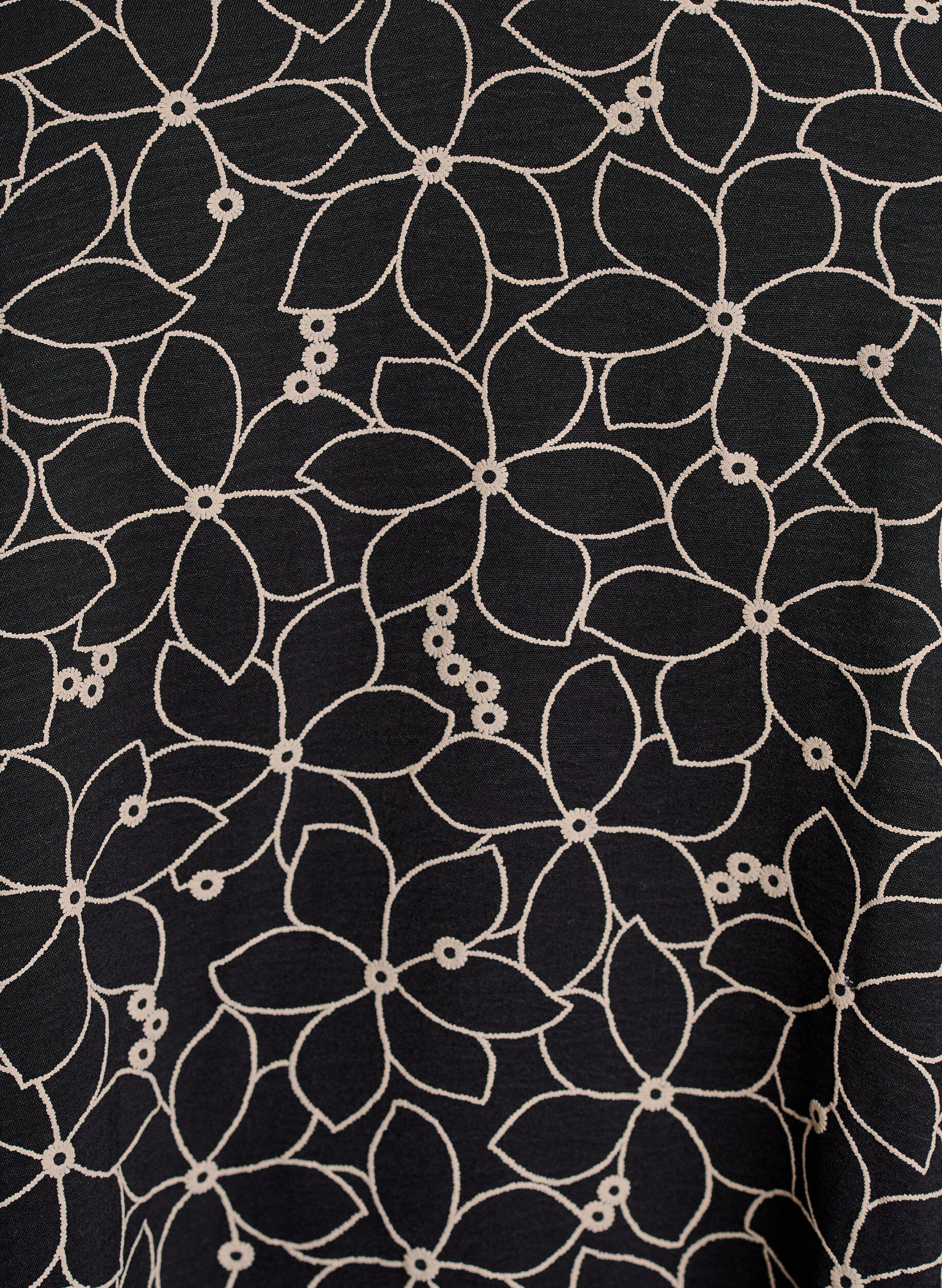 Zizzi Tunique &agrave; motif floral brod&eacute; et manches 3/4, Noir, Packshot image number 2