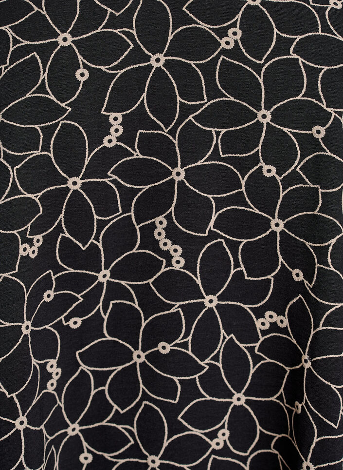 Tunique à motif floral brodé et manches 3/4, Noir, Packshot image number 2
