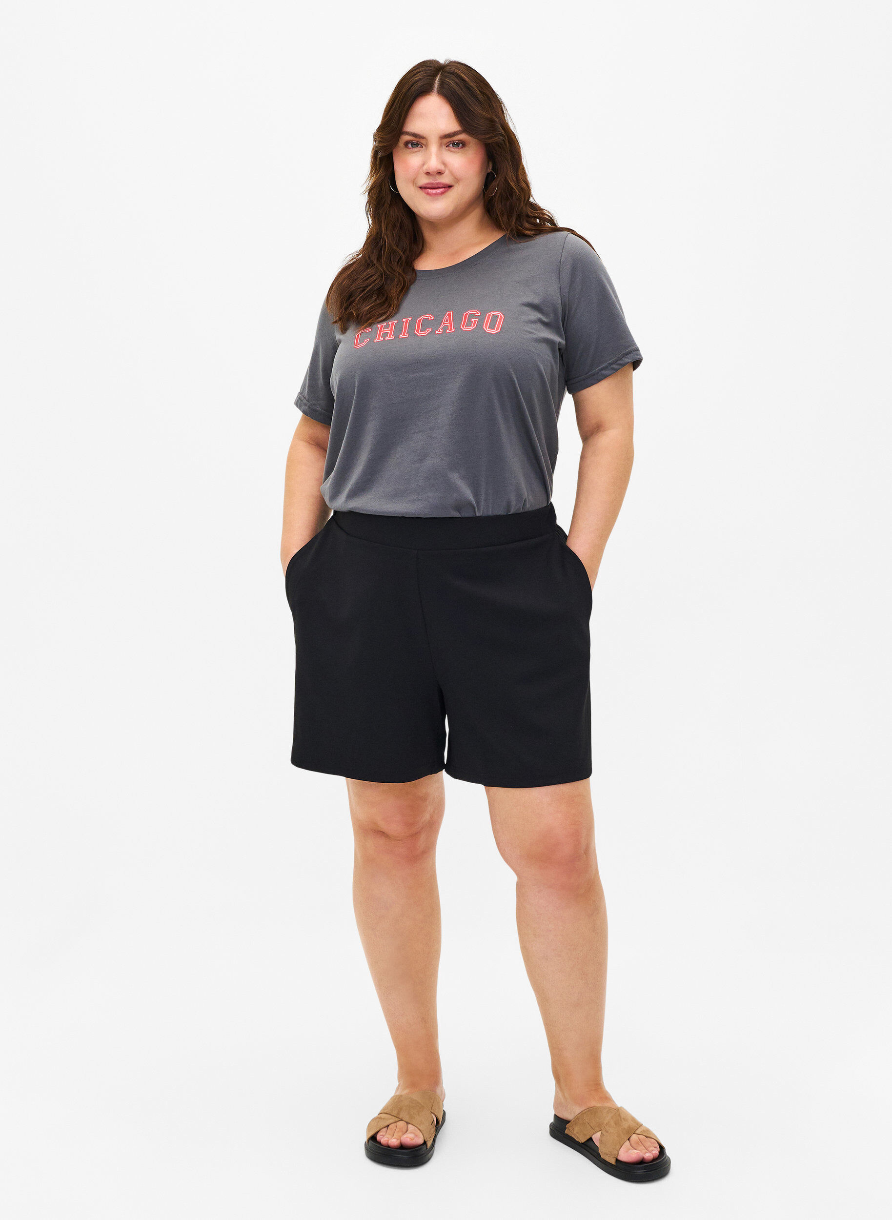 Zizzi FLASH - T-Shirt mit Motiv, Iron Gate Chicago, Model image number 2