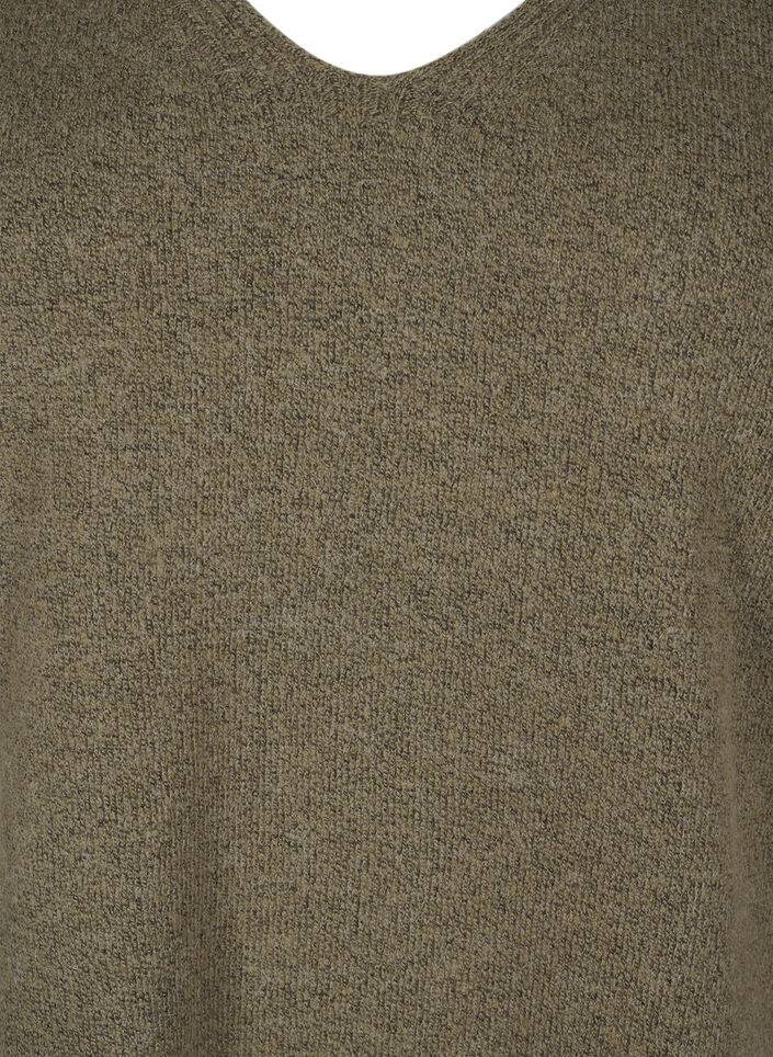  Strickbluse mit V-Ausschnitt, Dusky G. Black Mel., Packshot image number 2