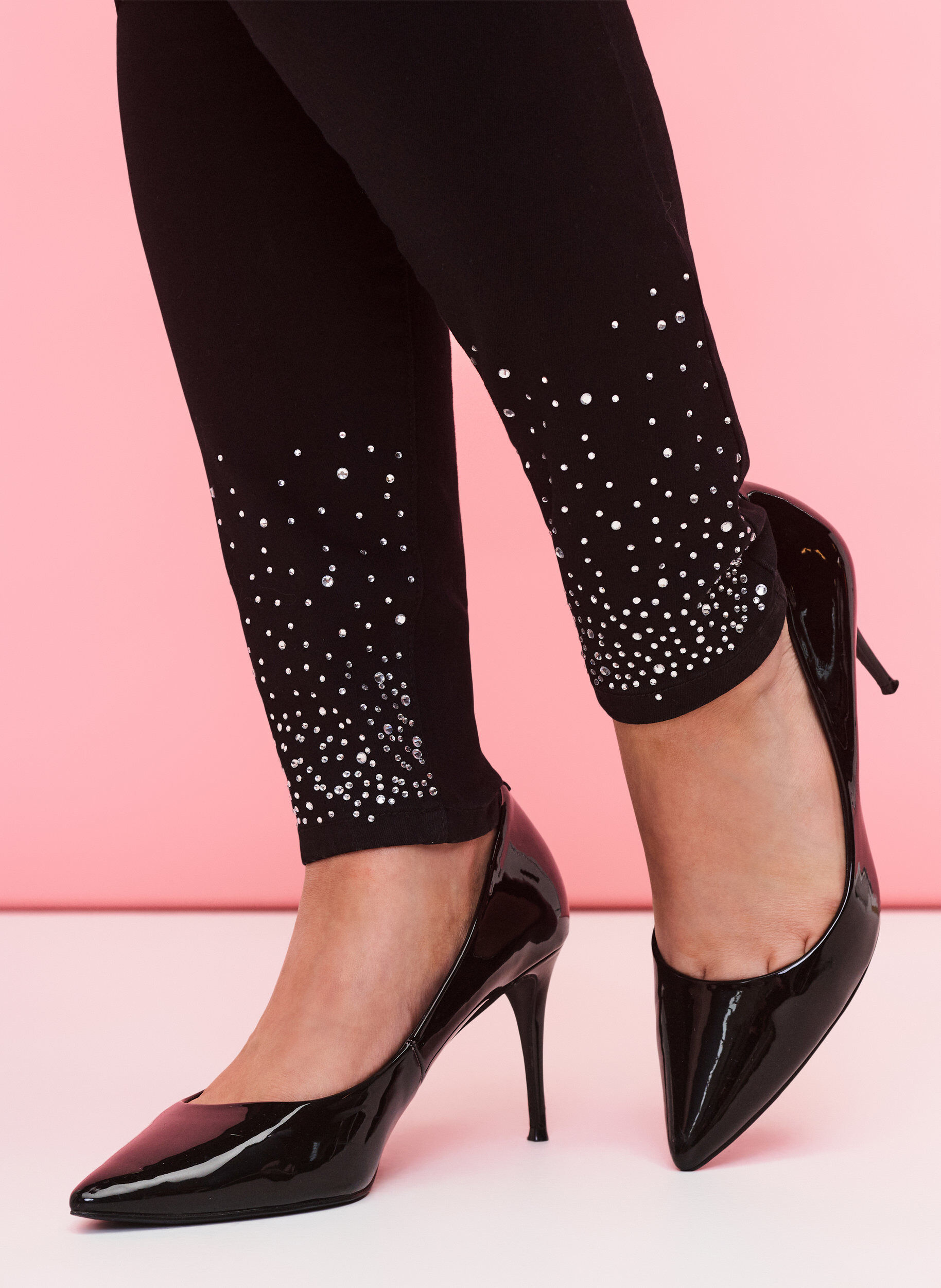 Zizzi Jean Amy taille haute avec des strass, Black, Model image number 3