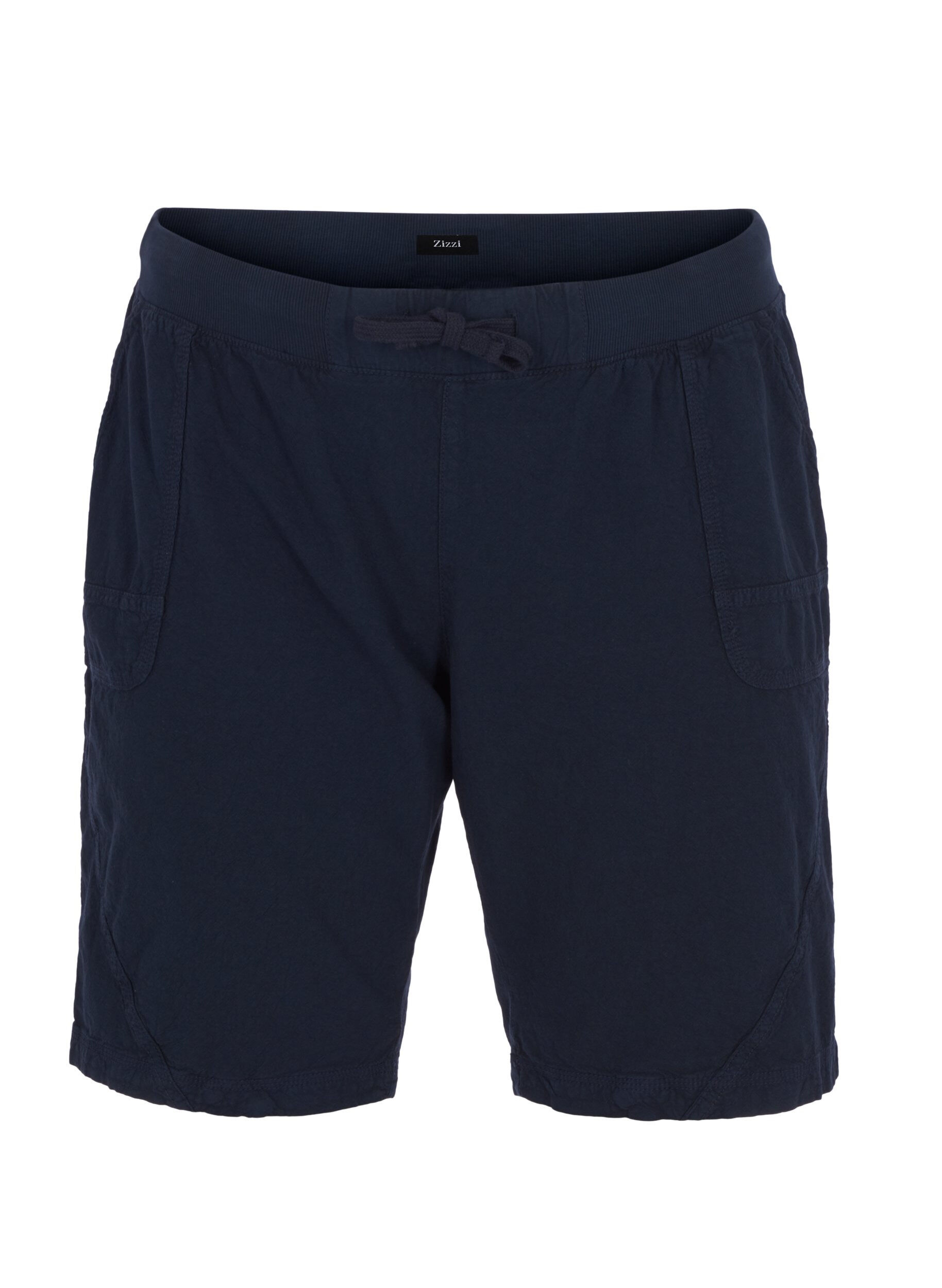 Zizzi Lockere Shorts aus Baumwolle mit Taschen , Blau, Packshot image number 0