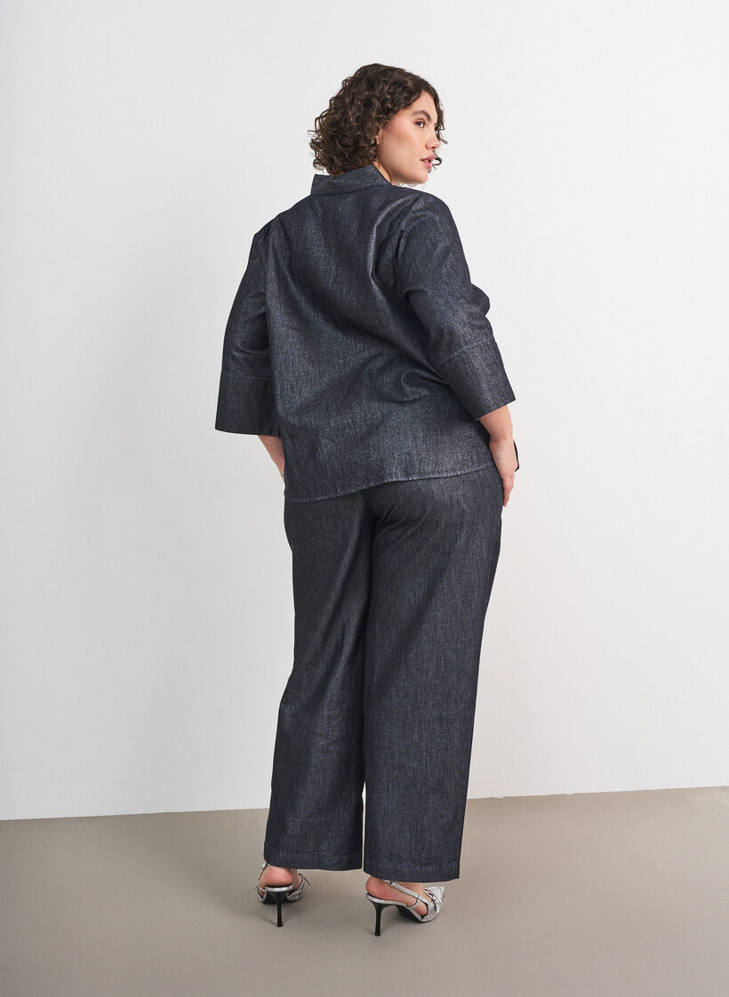 Straight Leg Jeans mit Glitzerfaden, Grau, Model image number 1