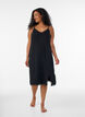 Nuisette en viscose avec dentelle et fentes, Noir, Model image number 0