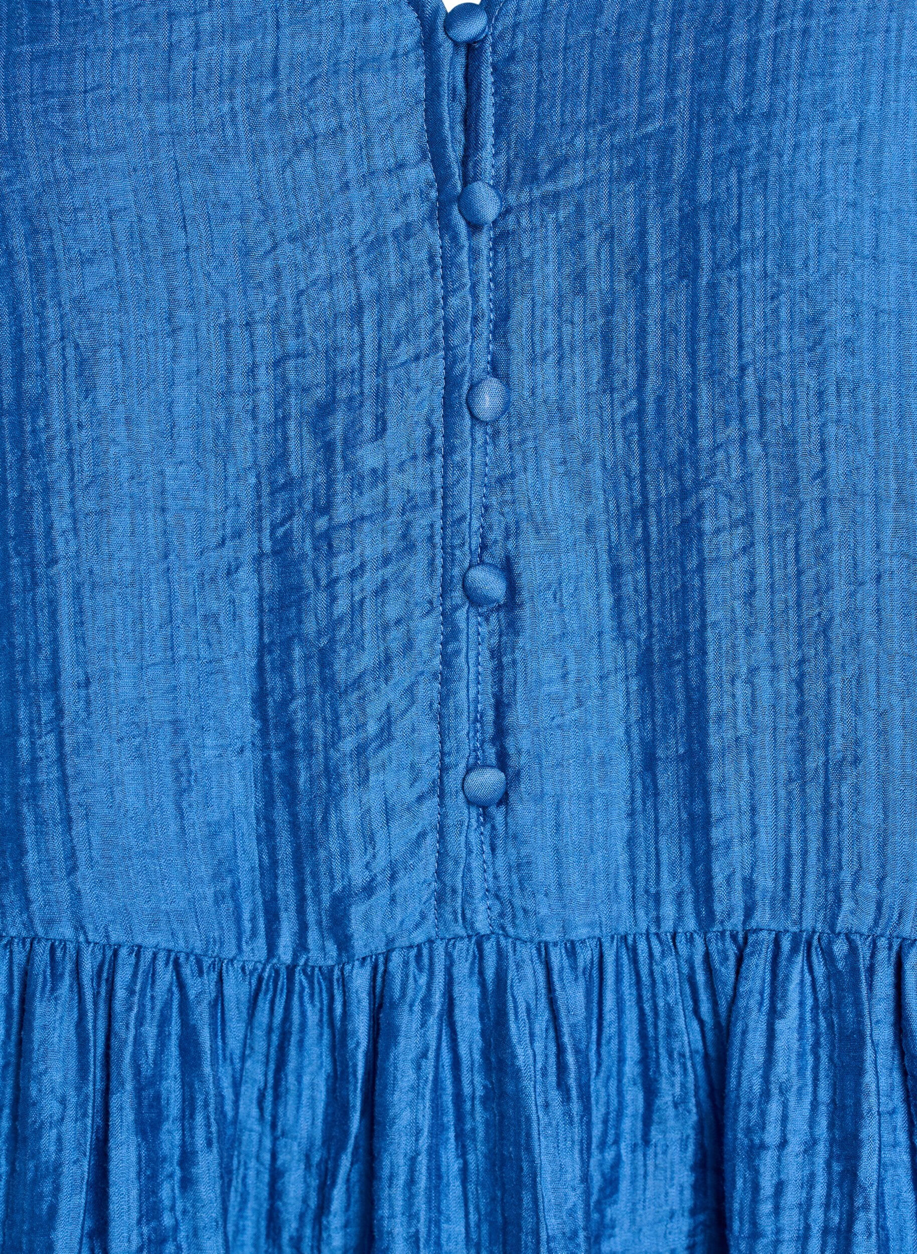 Zizzi Robe courte textur&eacute;e &agrave; manches courtes bouffantes, Bleu, Packshot image number 2