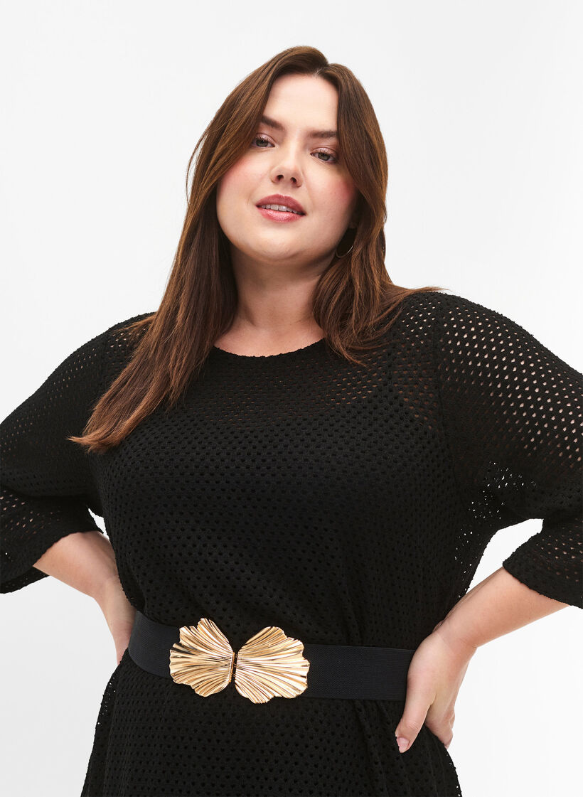 Ceinture extensible avec boucle dorée, Black, Model image number 0