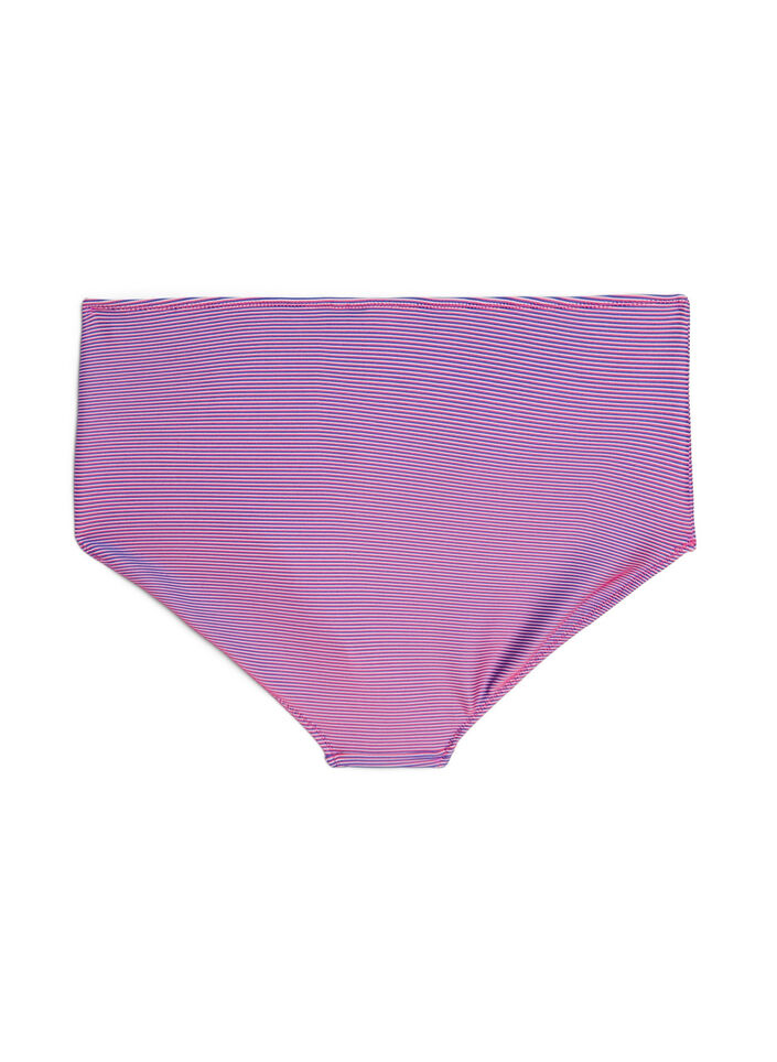 Culotte de bikini taille haute &agrave; texture ray&eacute;e, Rose, Packshot image number 1