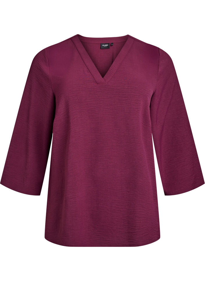 Bluse mit 3/4-&Auml;rmeln, Dunkles Bordeaux, Packshot image number 0