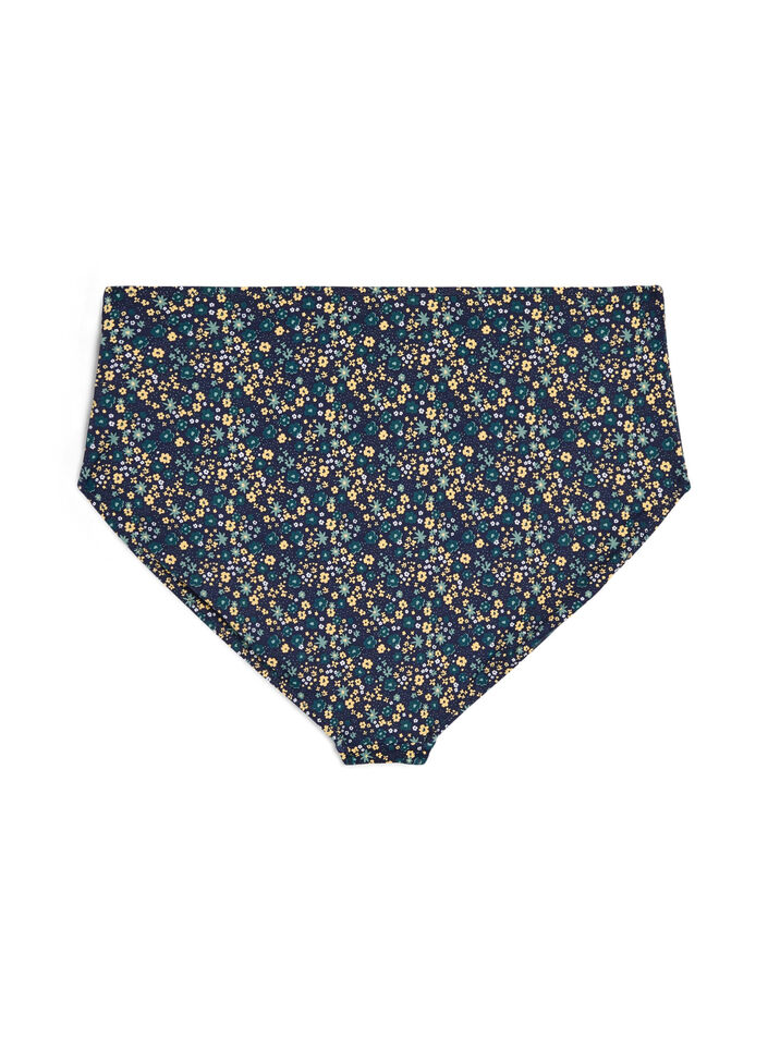 Bikini-Slip mit Print und hoher Taille, Grün, Packshot image number 1