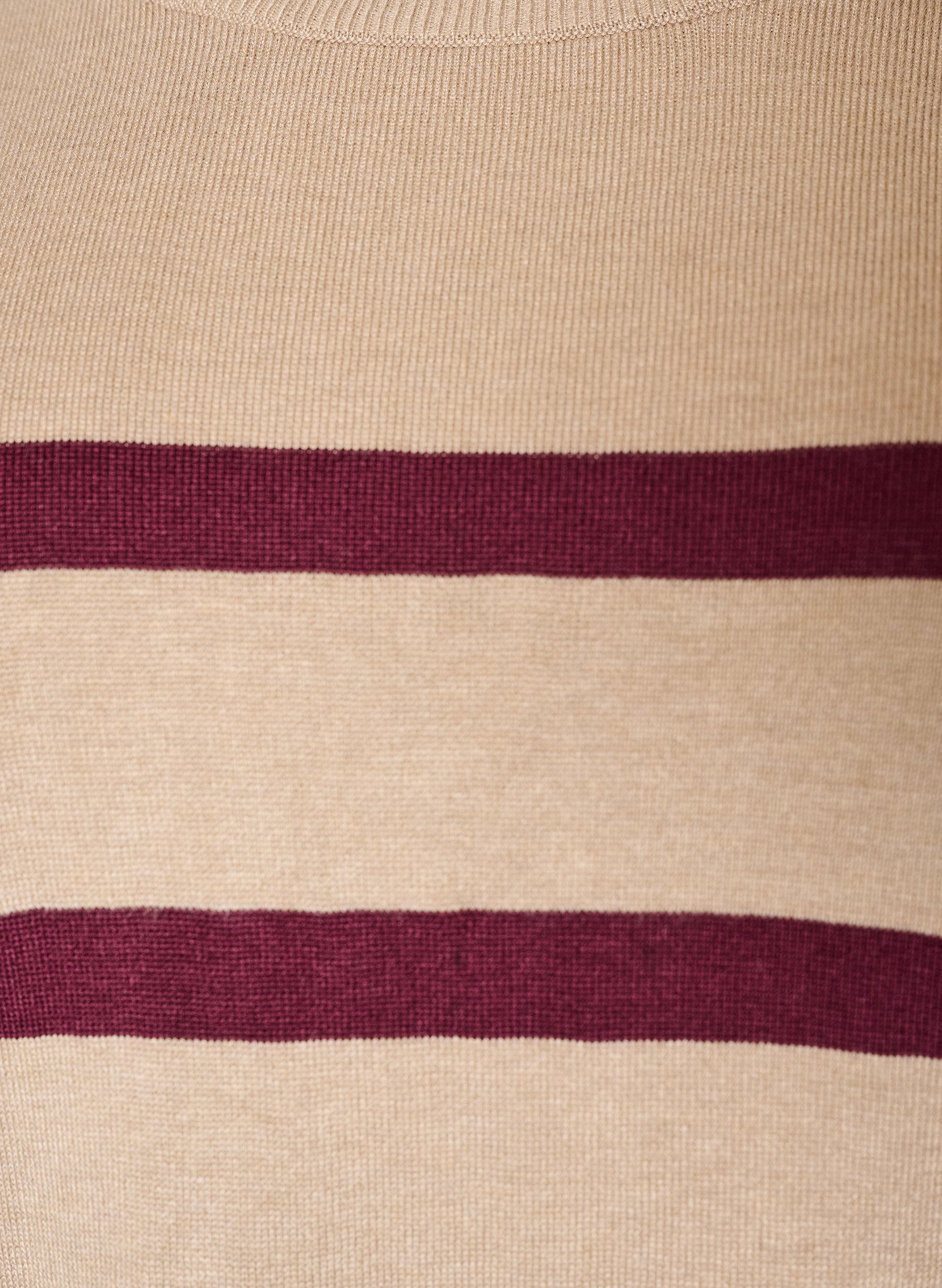 ZizziHaut en maille ray&eacute;e &agrave; manches courtes, Beige, Packshot image number 2