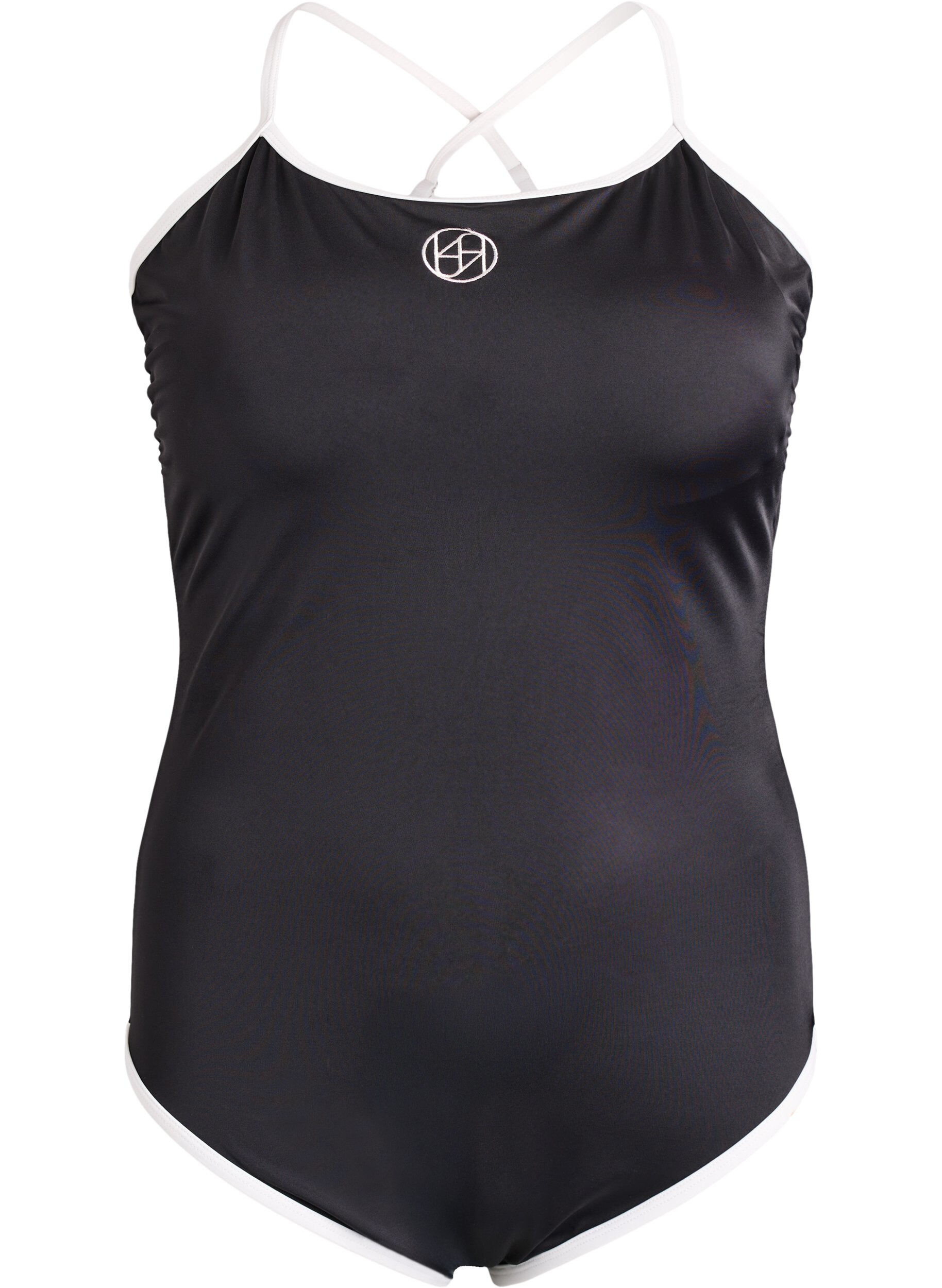 Maillot de bain de sport avec ganse contrastante et bretelles crois&eacute;es