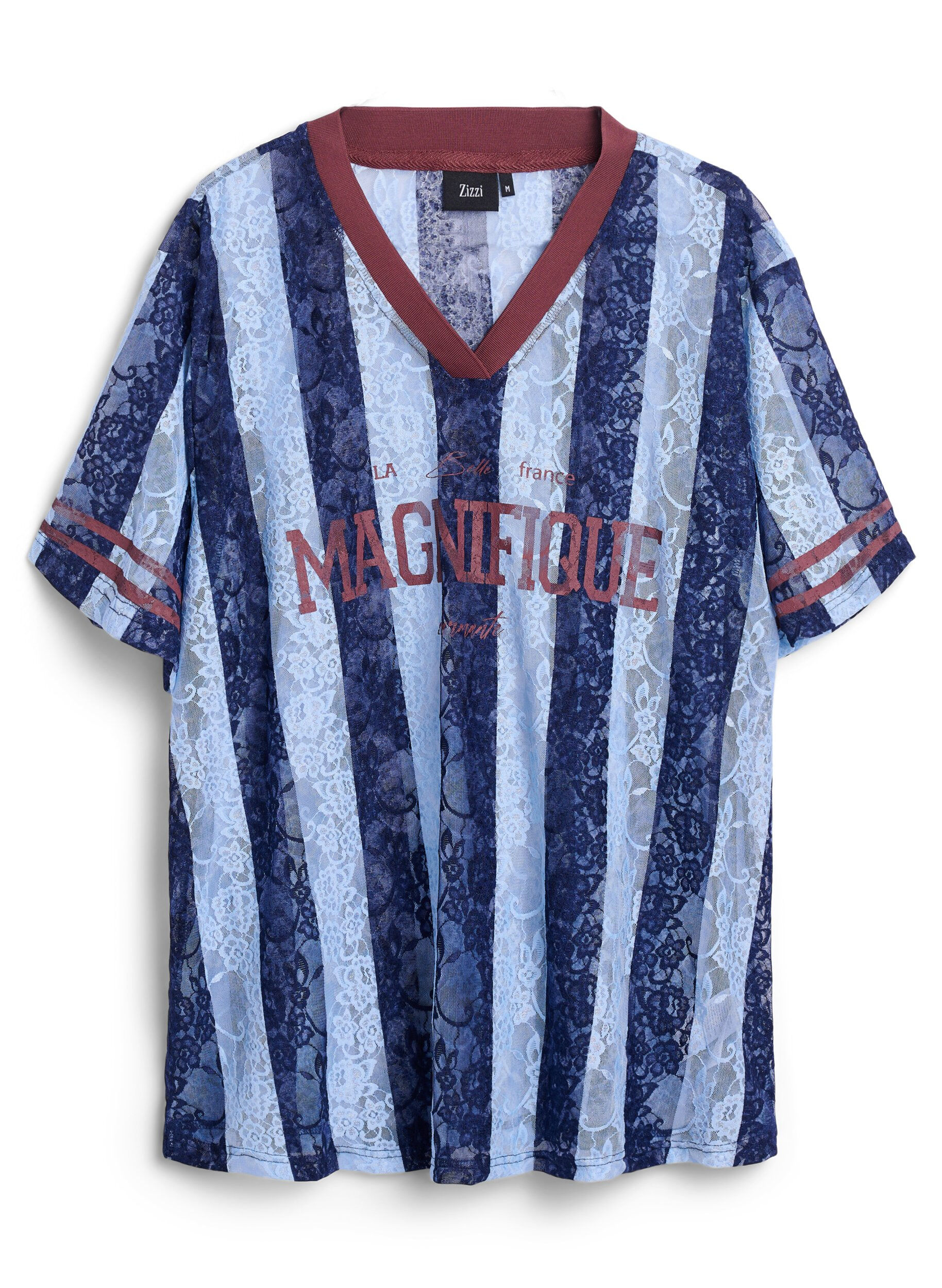 Bluse mit Spitzendetails und Statement-Print