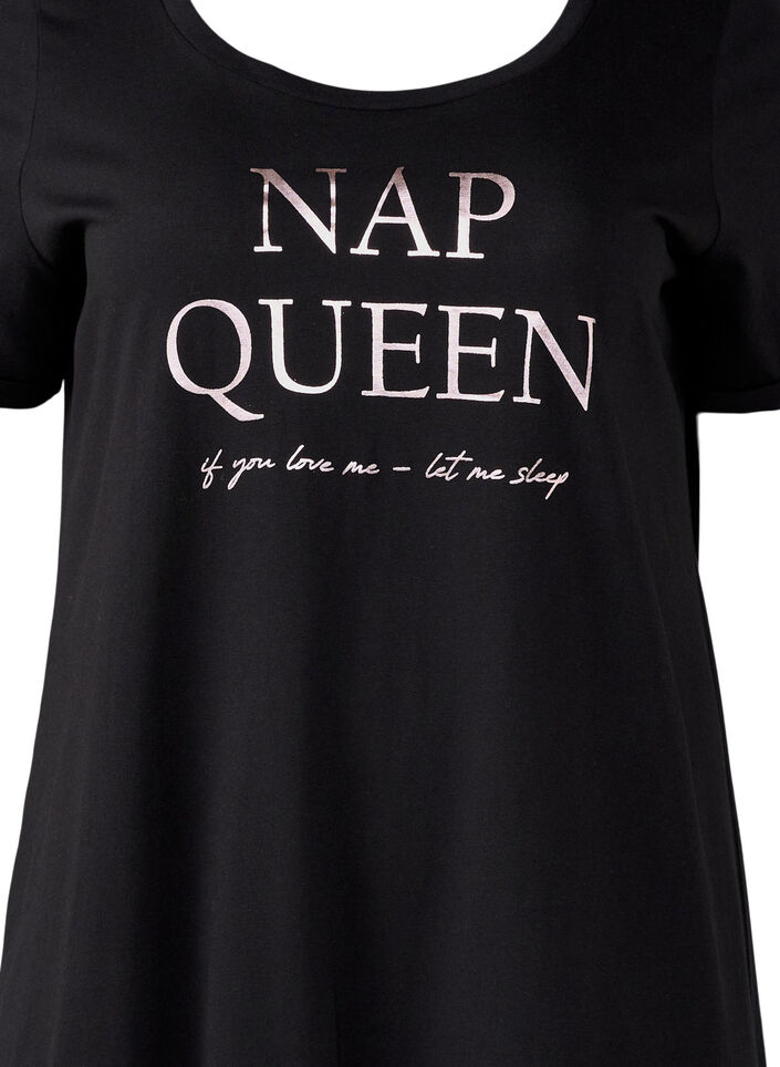 Kurz&auml;rmeliges Nachthemd aus Bio-Baumwolle, Schwarz, Packshot image number 2