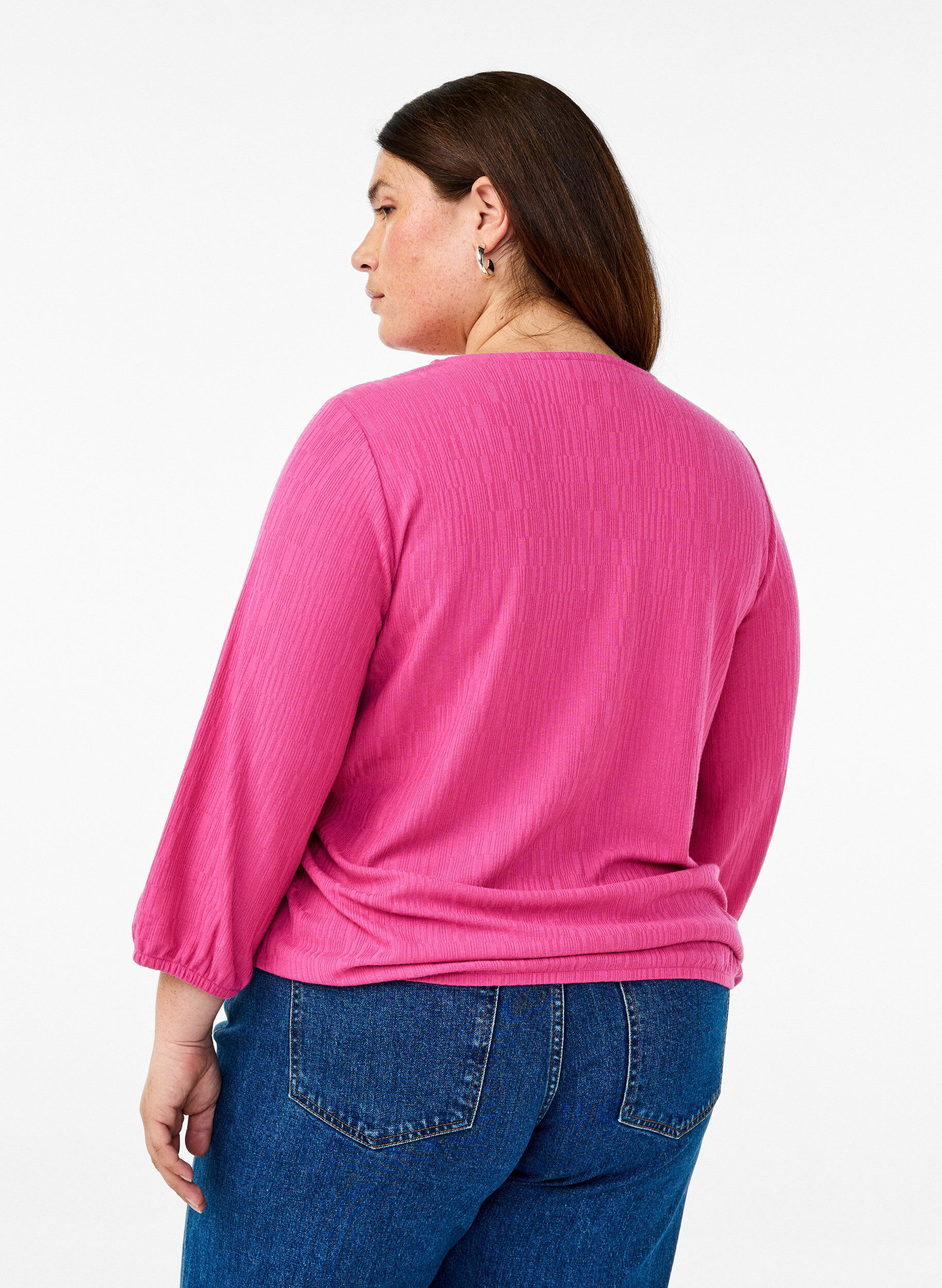 ZizziBluse mit Struktur und 3/4-&Auml;rmeln, Rot, Model image number 2