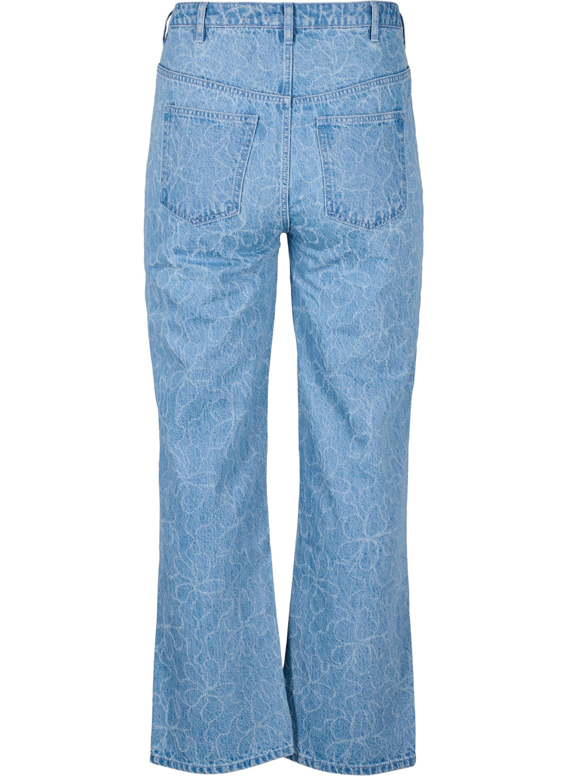 Zizzi Gemma Jeans mit hoher Taille und gebl&uuml;mtem Muster, Blau, Packshot image number 1