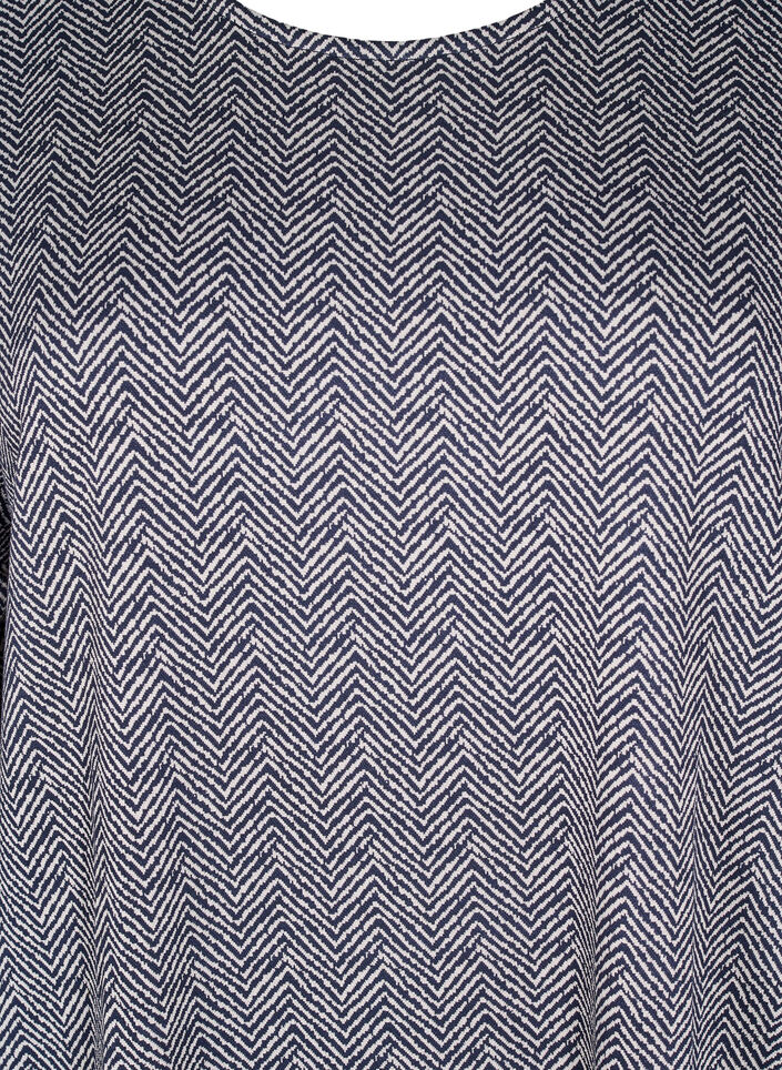 Gemustertes Kleid mit 3/4-Ärmeln, Blau, Packshot image number 2