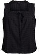 &Auml;rmellose Bluse mit Lochstickerei und R&uuml;schen, Schwarz, Packshot image number 0