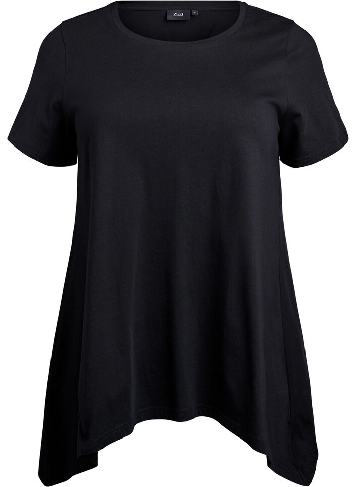 T-Shirt mit Rundhalsausschnitt und A-Linie, Schwarz, Packshot image number 0
