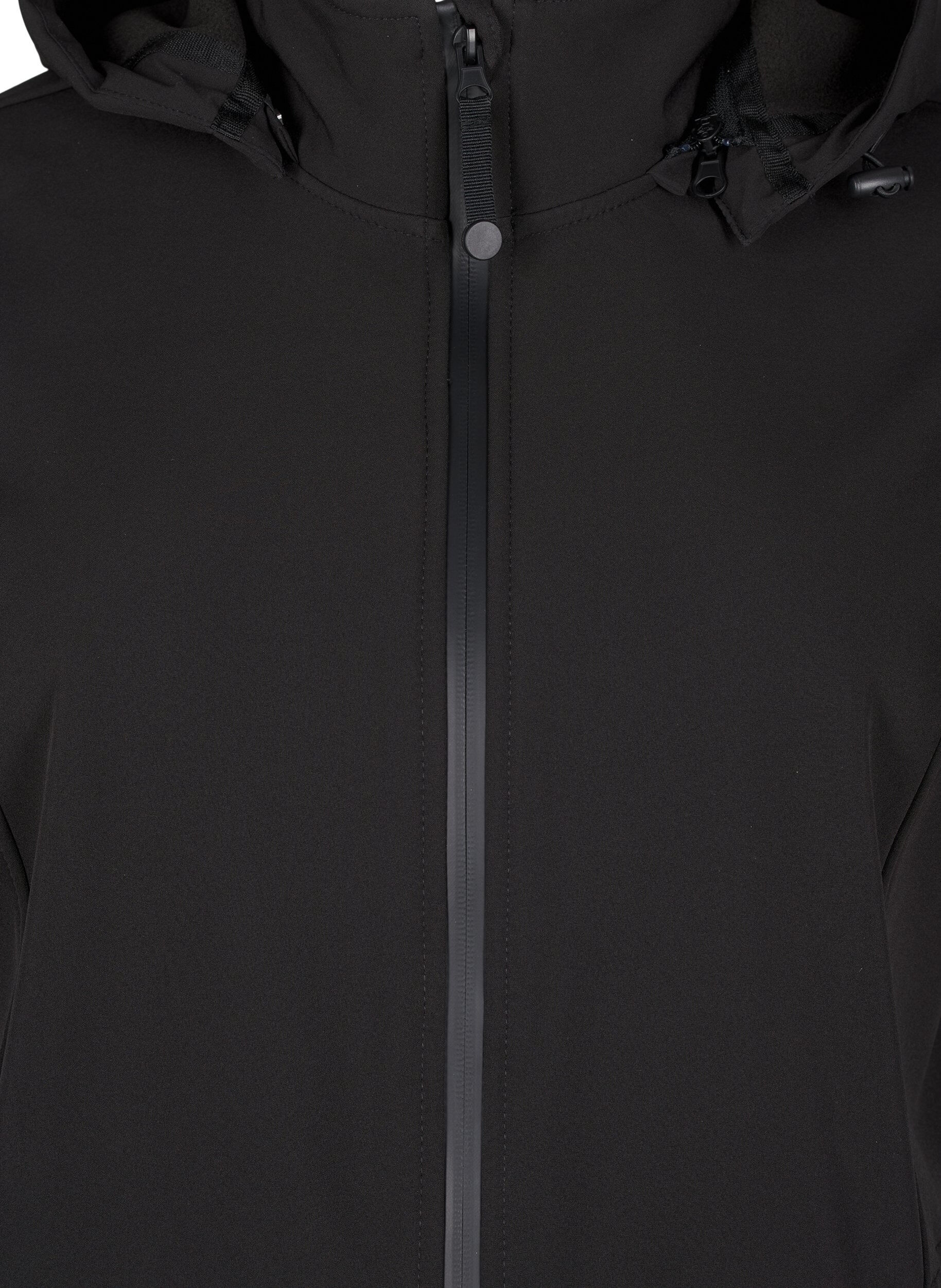 Zizzi Softshell-Jacke mit abnehmbarer Kapuze, Schwarz, Packshot image number 2
