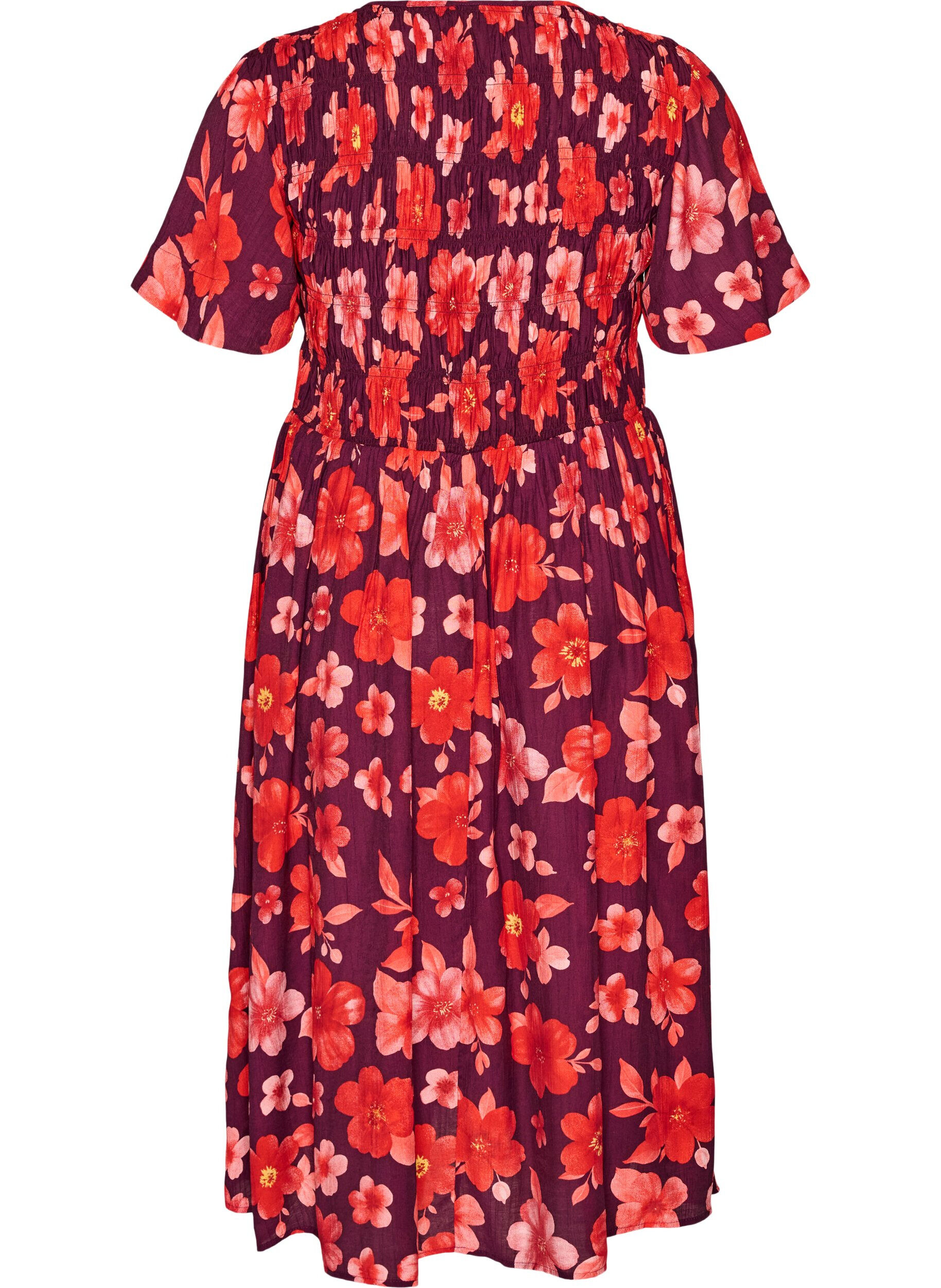 ZizziRobe avec smocks et imprim&eacute; floral, Violet, Packshot image number 1