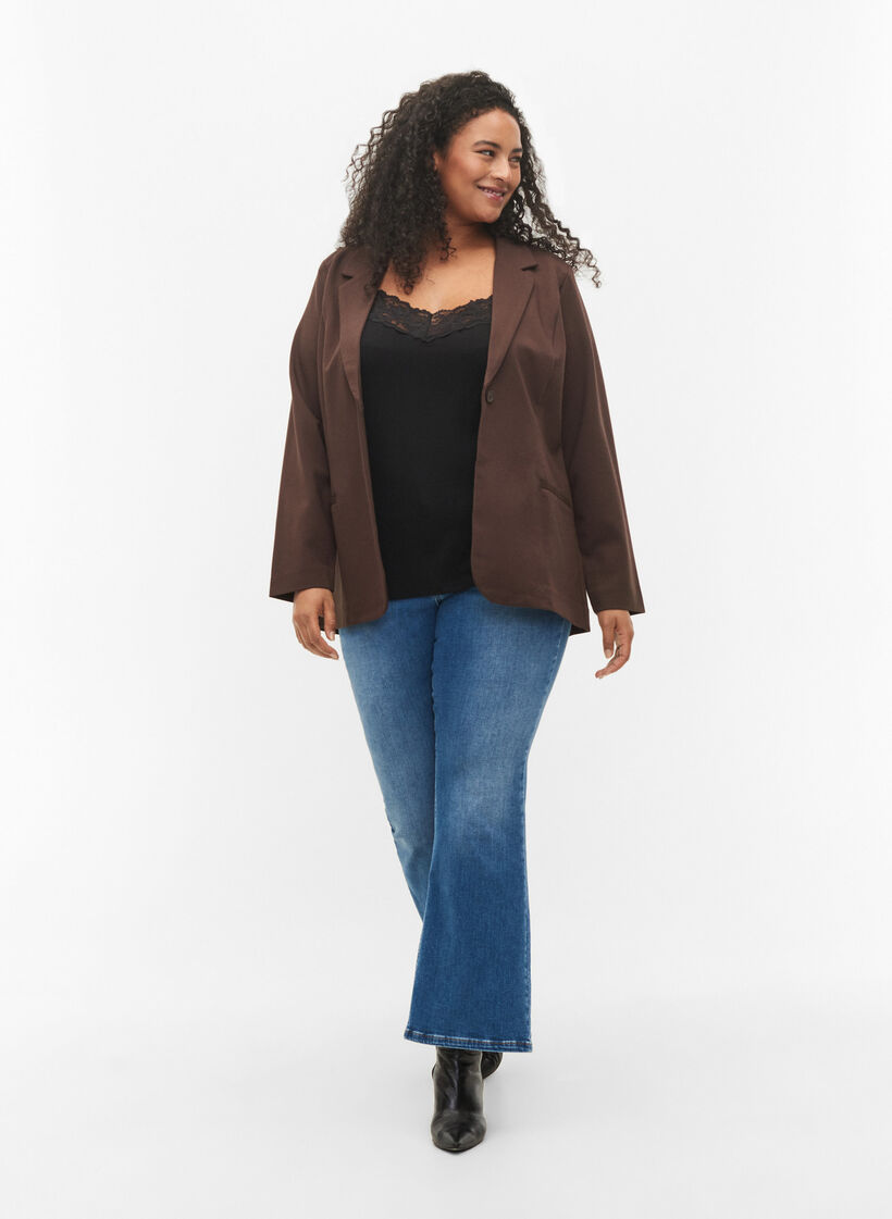 Top 2-pack en viscose avec détails en dentelle, Noir, Model image number 1