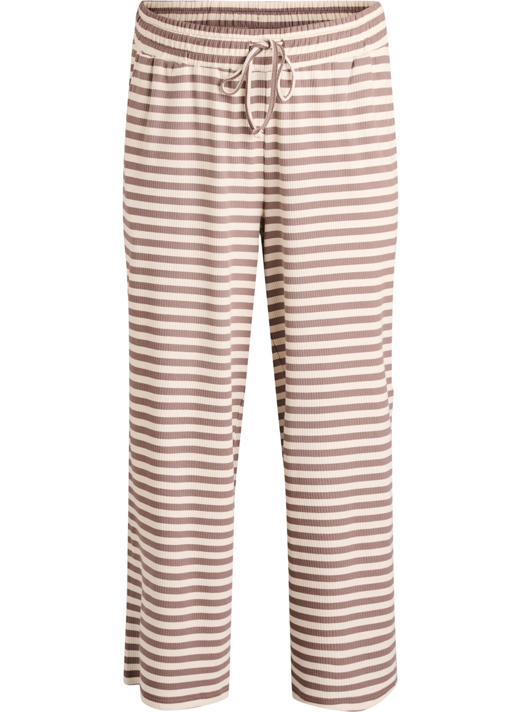 Pantalon de pyjama ray&eacute; &agrave; taille haute et coupe ample