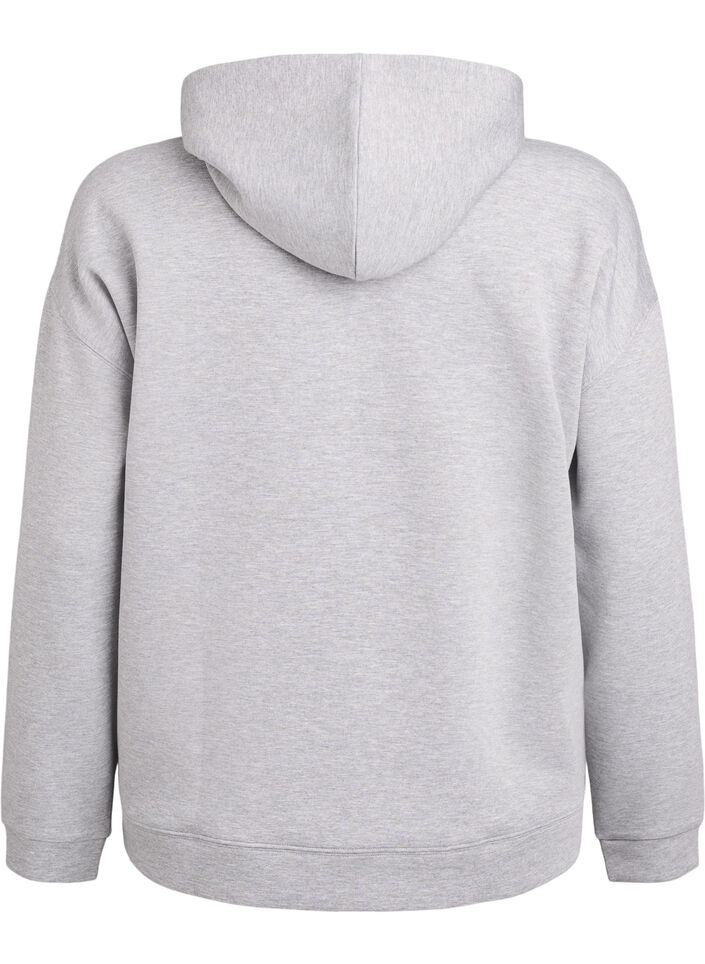 Sweat à capuche en scuba avec zip et poches, Gris, Packshot image number 1