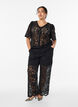 Pantalon taille haute en dentelle &agrave; coupe droite, Noir, Model image number 1