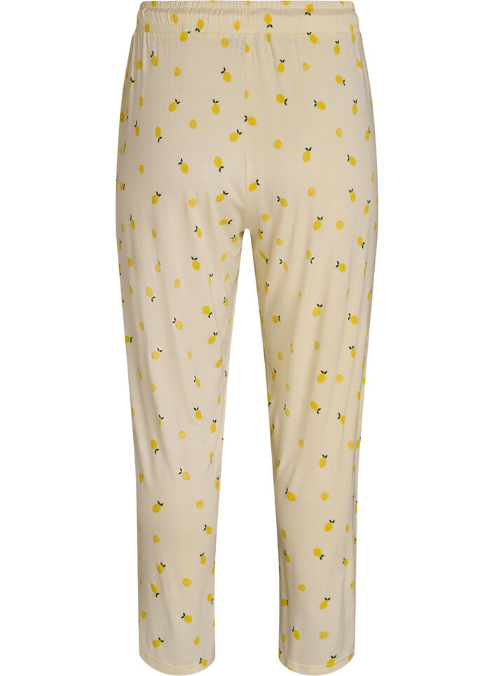 Pantalon de pyjama en jersey doux avec taille haute et imprim&eacute; fruits, Jaune clair, Packshot image number 1