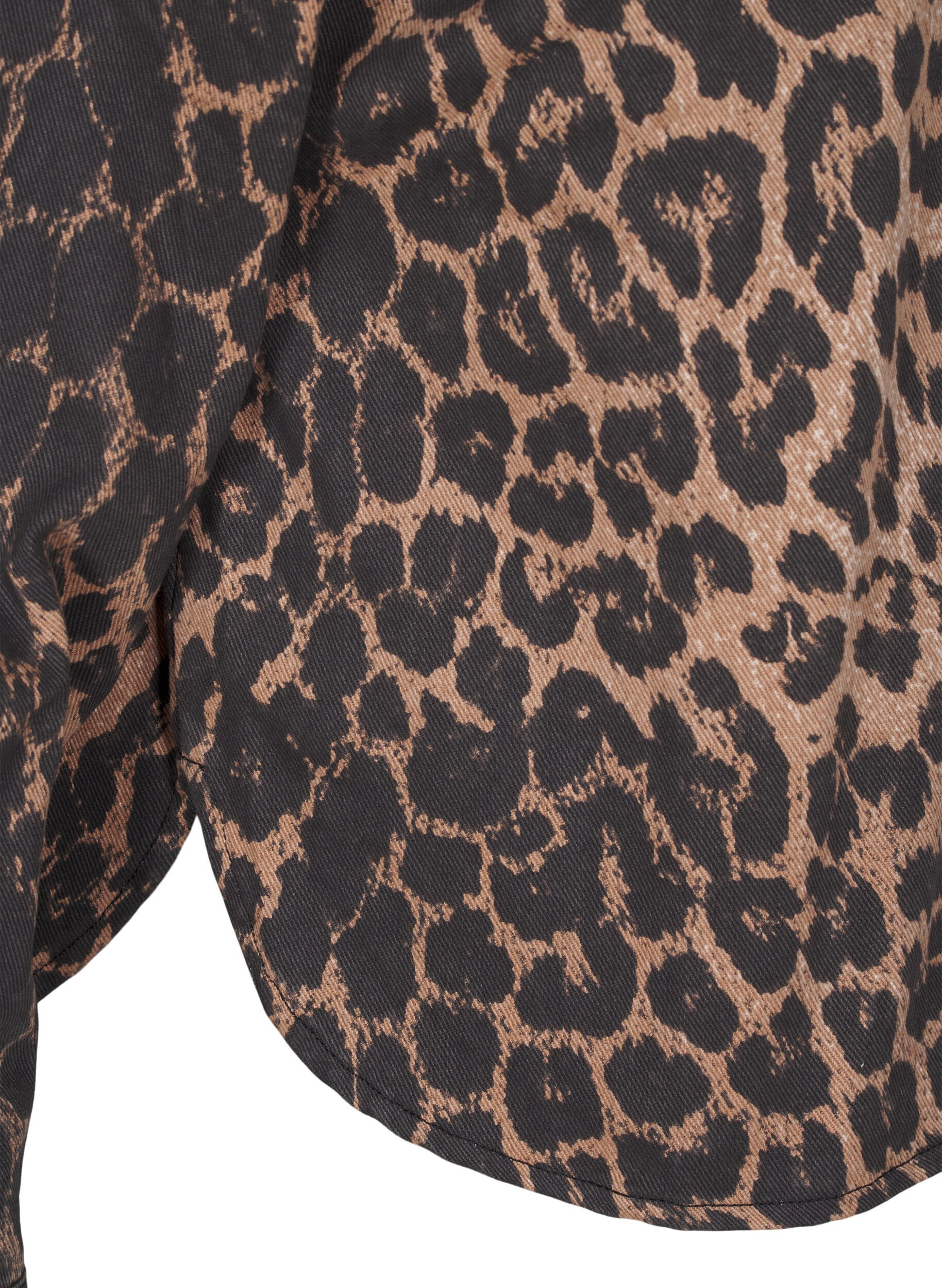 Zizzi Canvas-Jacke mit Leopardenmuster, Leo AOP, Packshot image number 3