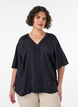 Bluse aus Viskose mit V-Ausschnitt und Zierdetails, Schwarz, Model image number 0