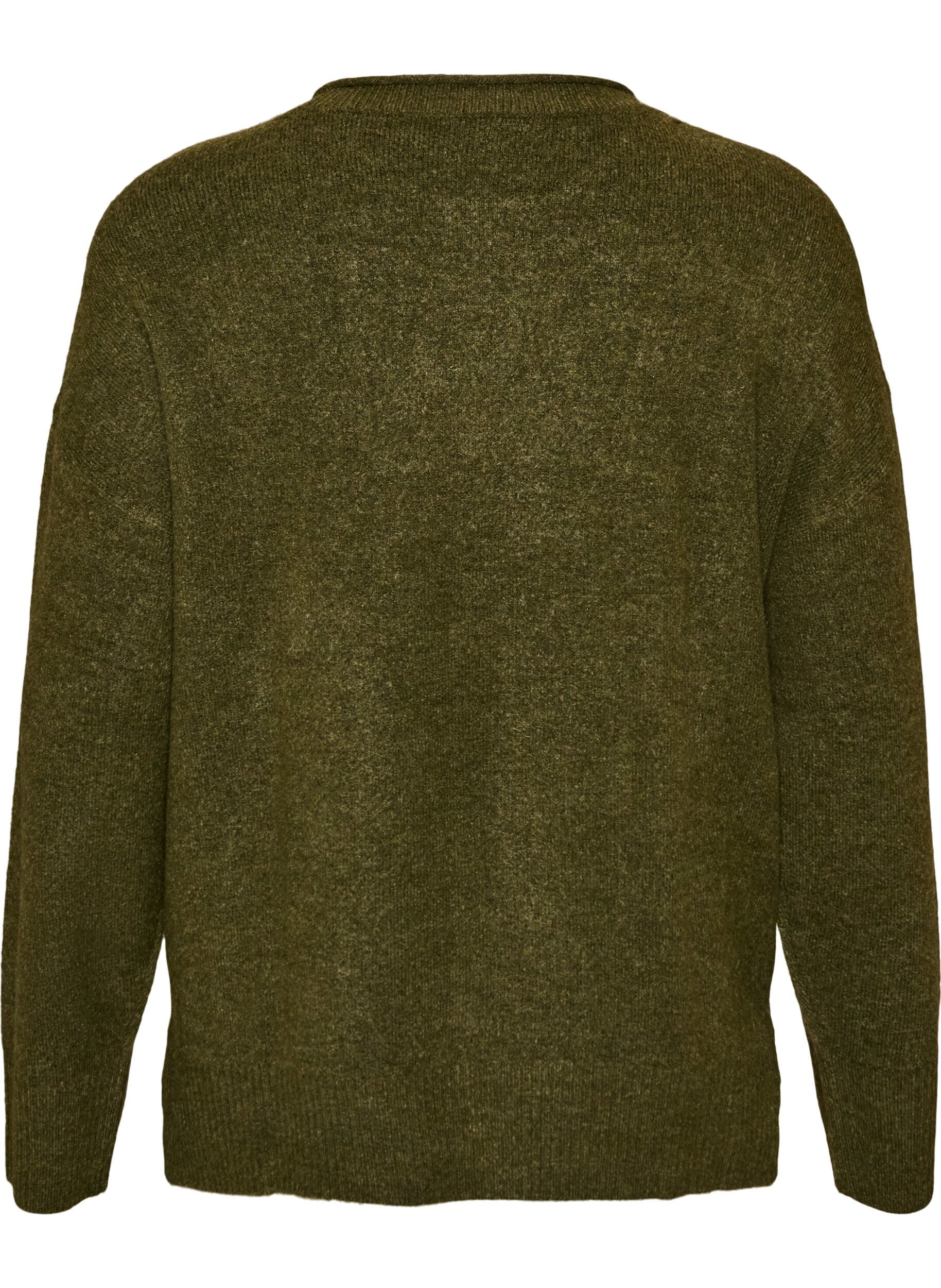 ZizziStrickbluse mit V-f&ouml;rmigem Rippenmuster und Schlitzen, Gr&uuml;n, Packshot image number 1
