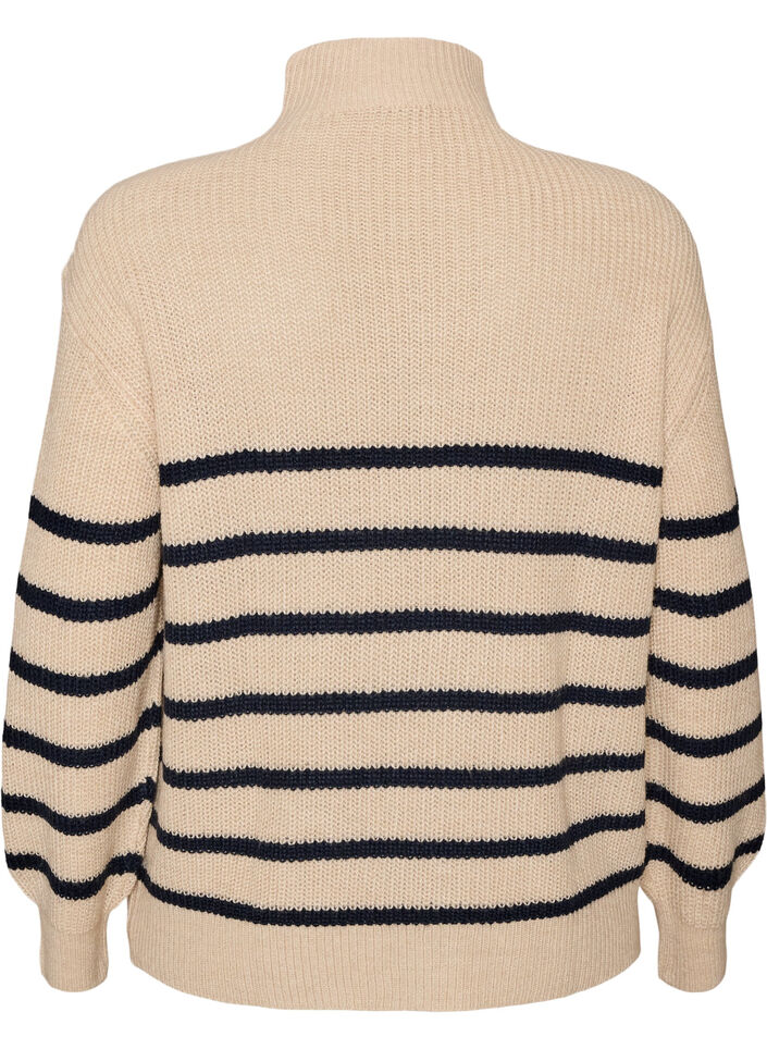 Pull en tricot avec col haut et fermeture &eacute;clair, Vanille, Packshot image number 1