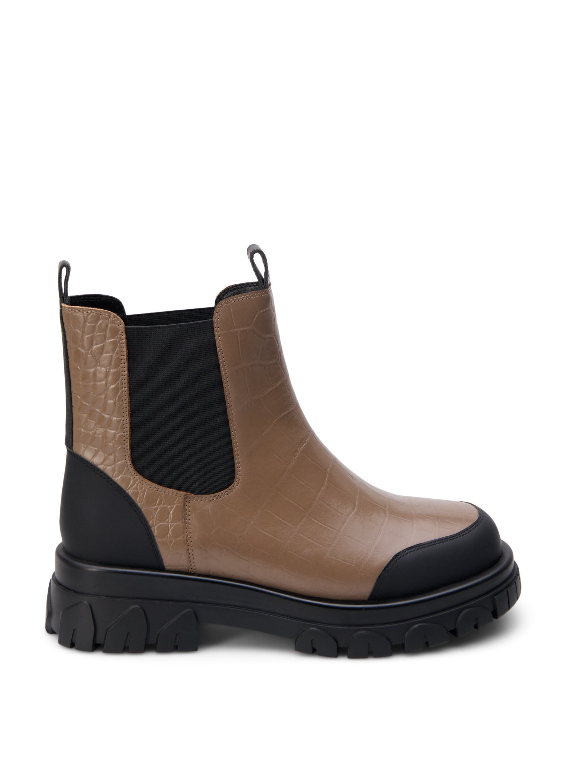 Zizzi Extra-Weite &ndash; Croco Chelsea-Stiefel aus Leder, Pine Bark, Packshot image number 0