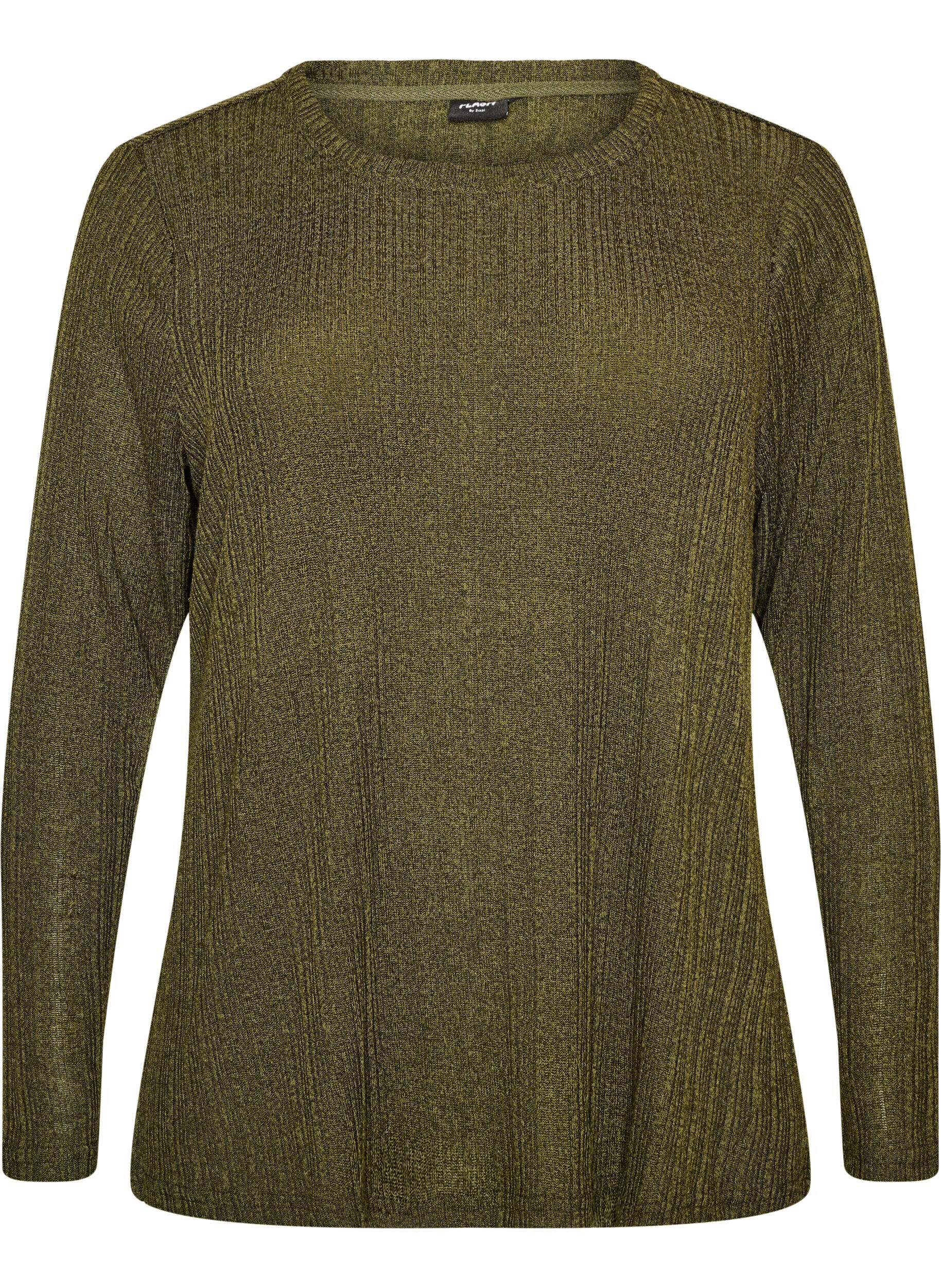 ZizziBluse aus Jersey mit Rippstruktur und langen &Auml;rmeln, Gr&uuml;n, Packshot image number 0