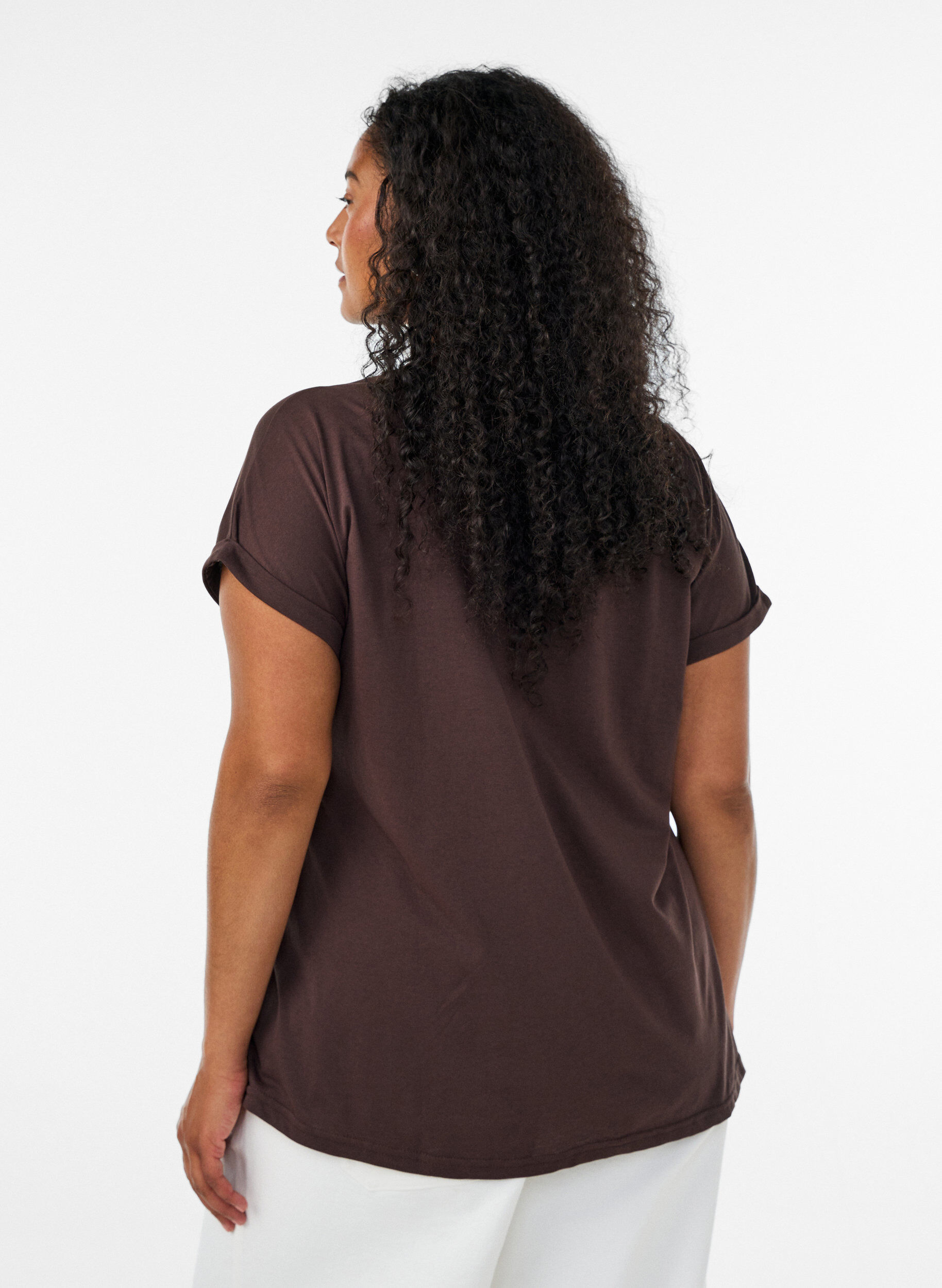 ZizziT-shirt &agrave; manches courtes en coton m&eacute;lang&eacute;, Marron, Model image number 2